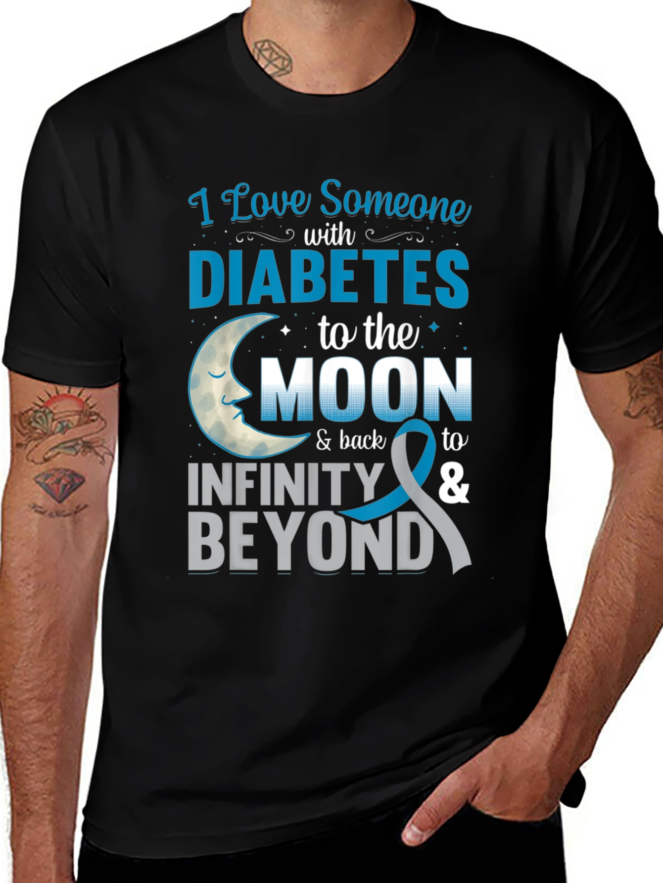 Variant 16 of Diabetes Awareness T-Shirt: Love Someone to the Moon