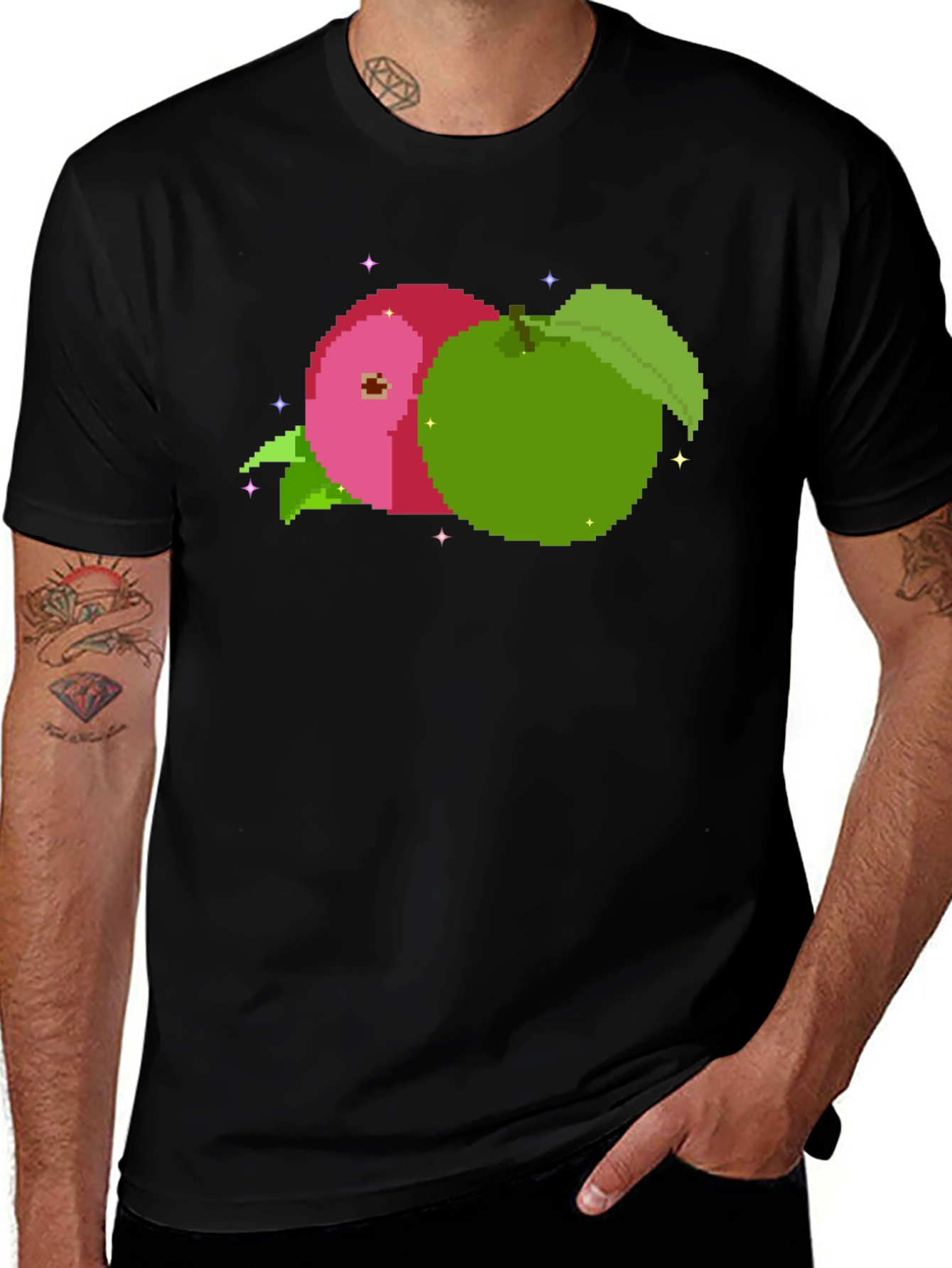 Variant 6 of Pixel Apples Black T-Shirt - Retro Gaming Style