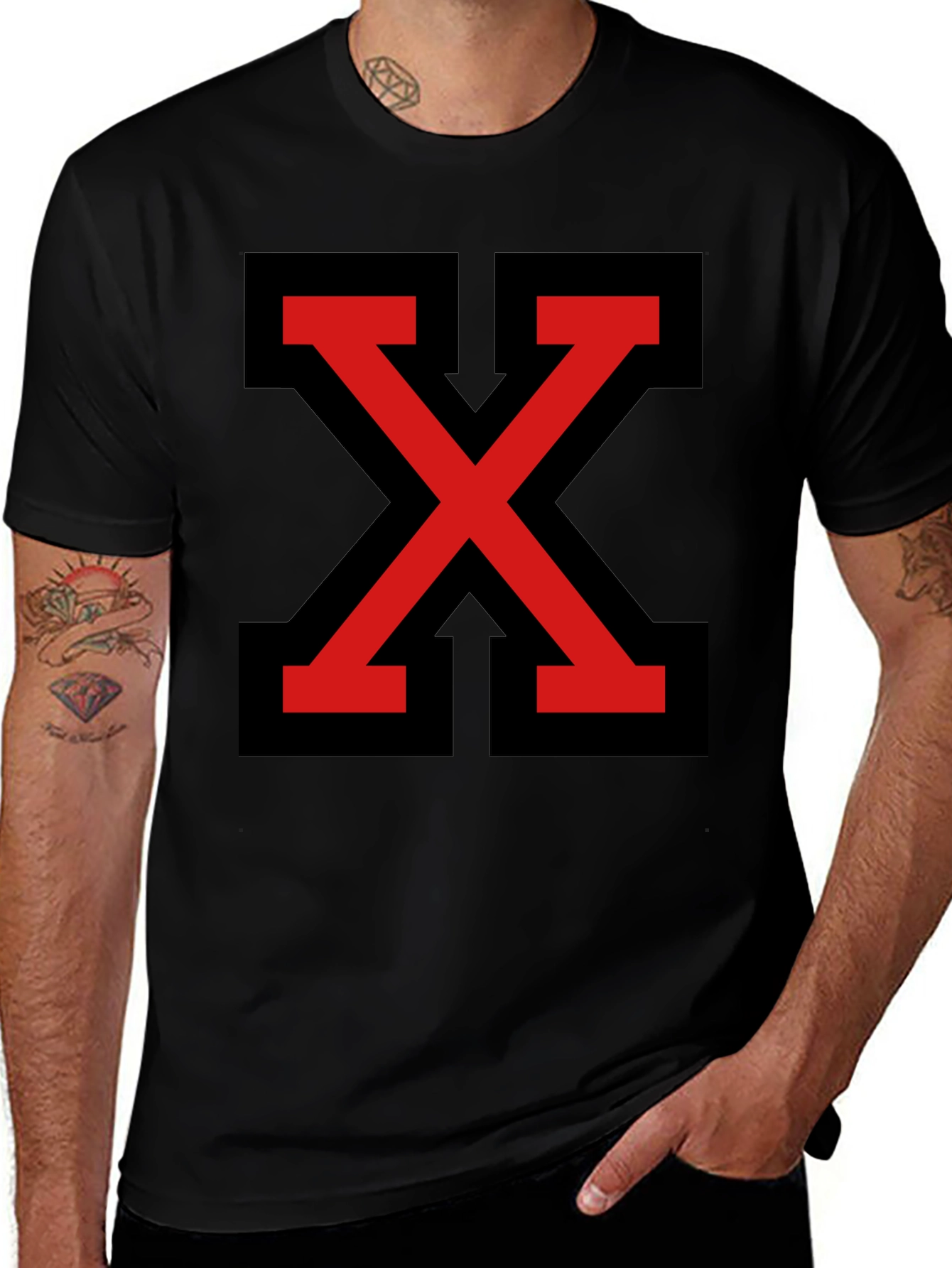 Variant 25 of Bold Red X Graphic Tee - Modern Streetwear Style