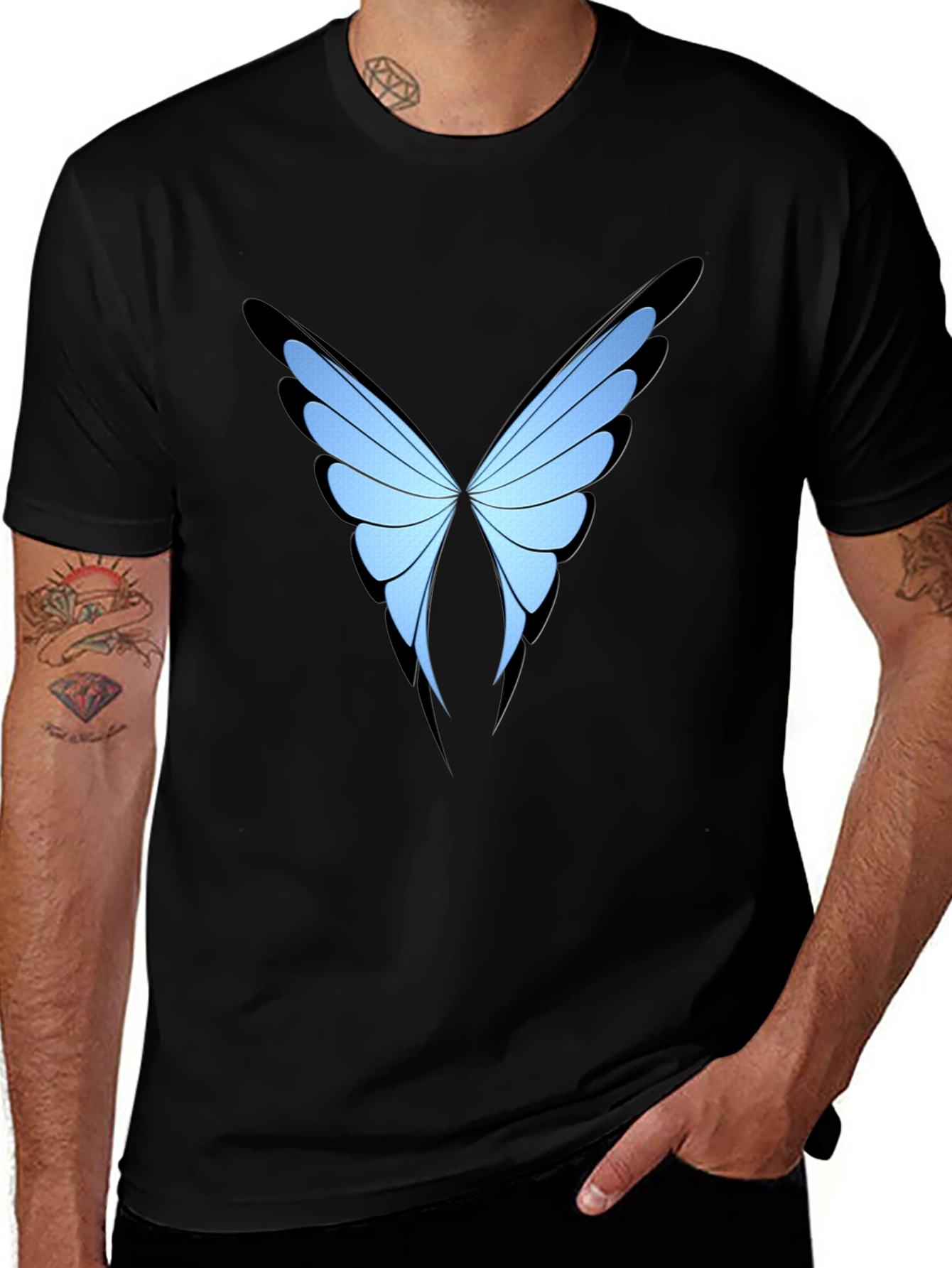 Variant 18 of Butterfly Wing Graphic Black T-Shirt