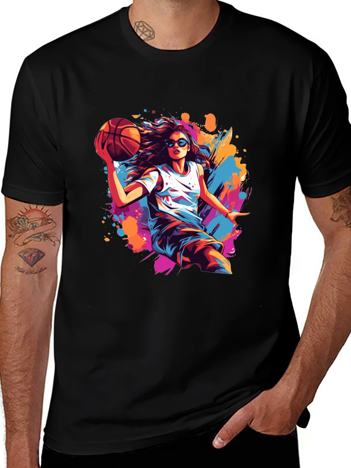 Variant 15 of Basketball Girl Black T-Shirt - Stylish Graphic Tee