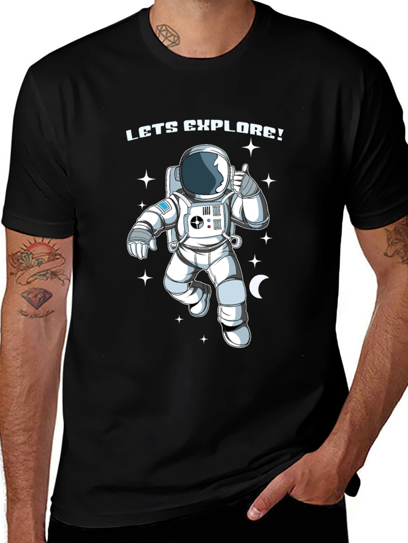 Variant 11 of Lets Explore! Astronaut Graphic Tee - Black