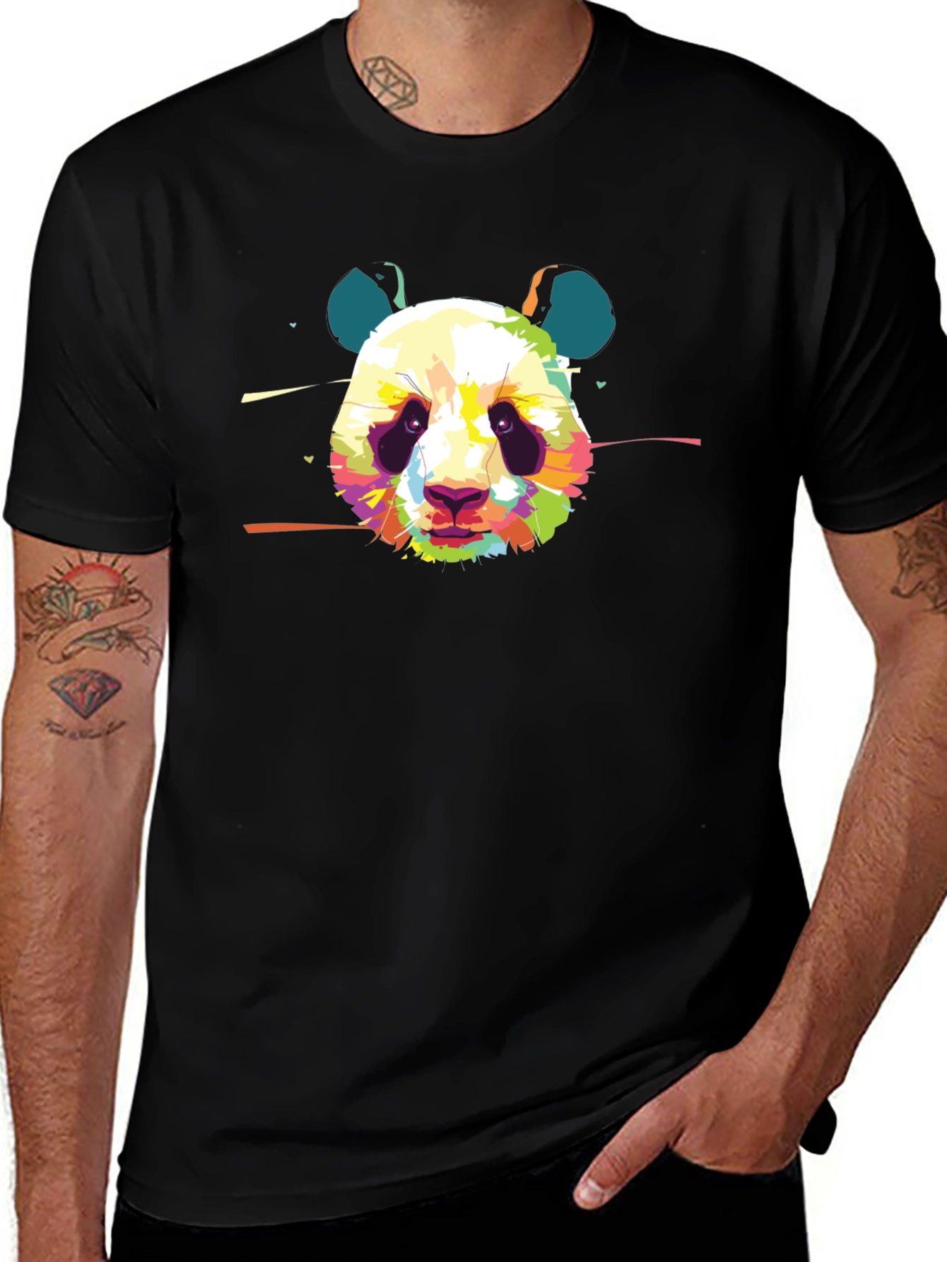 Variant 28 of Abstract Panda Graphic T-Shirt - Black