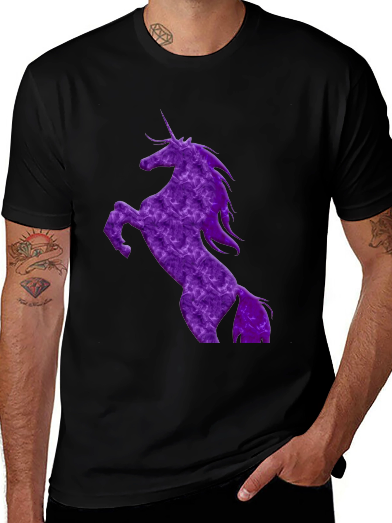 Variant 13 of Unicorn Graphic T-Shirt - Black Cotton Blend