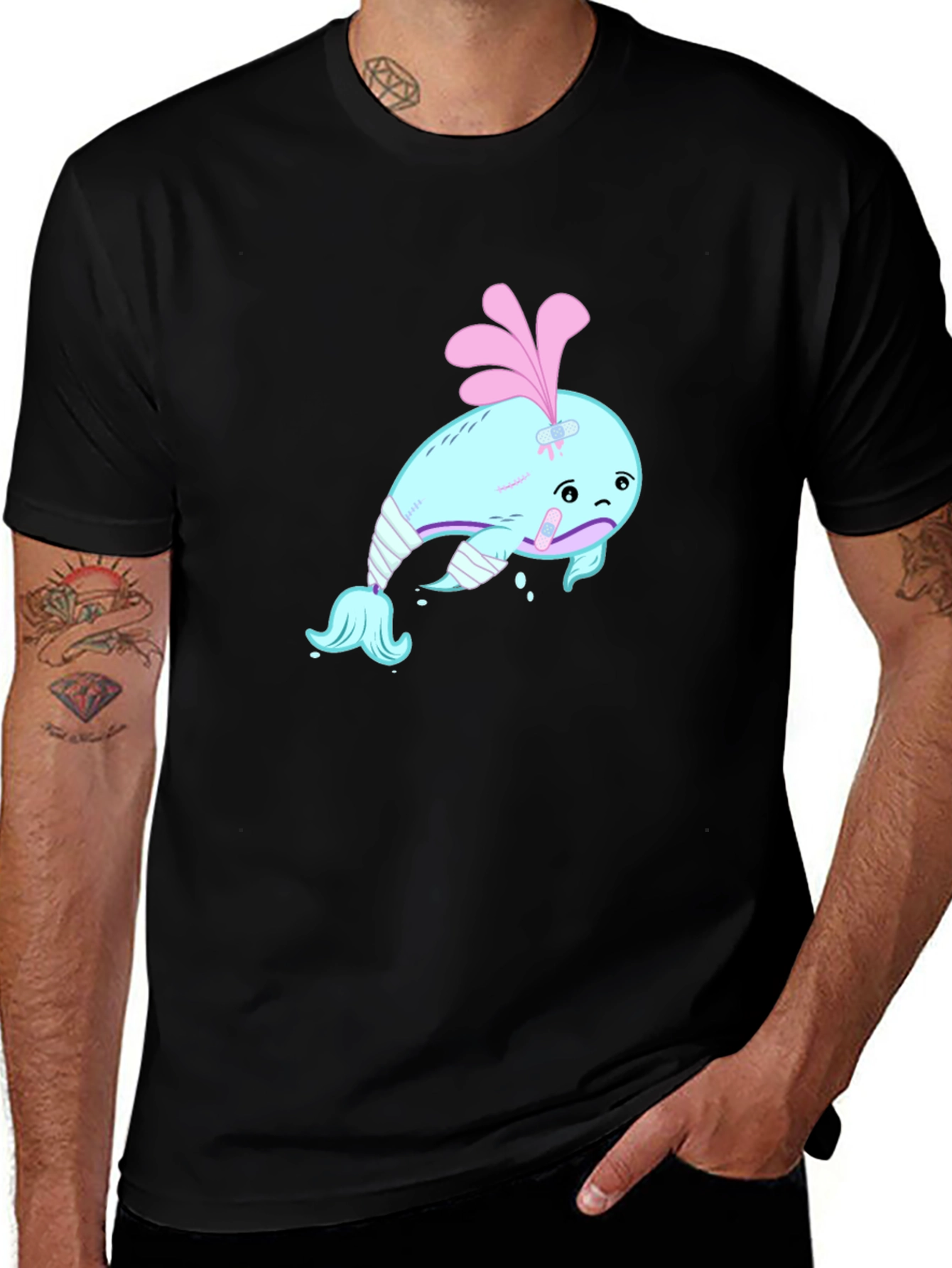 Variant 19 of Sad Whale Cartoon Graphic T-Shirt