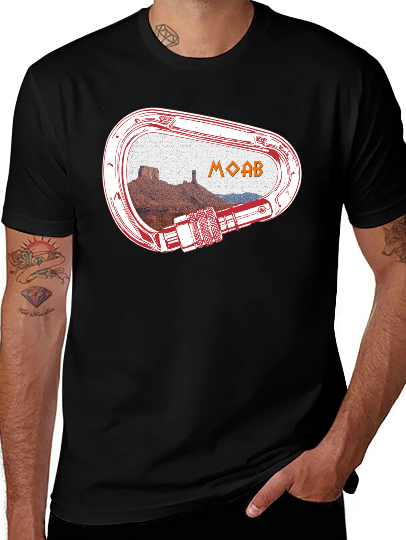 Moab Carabiner Design Tee - Rock Climbing Inspired Graphic Shirt
