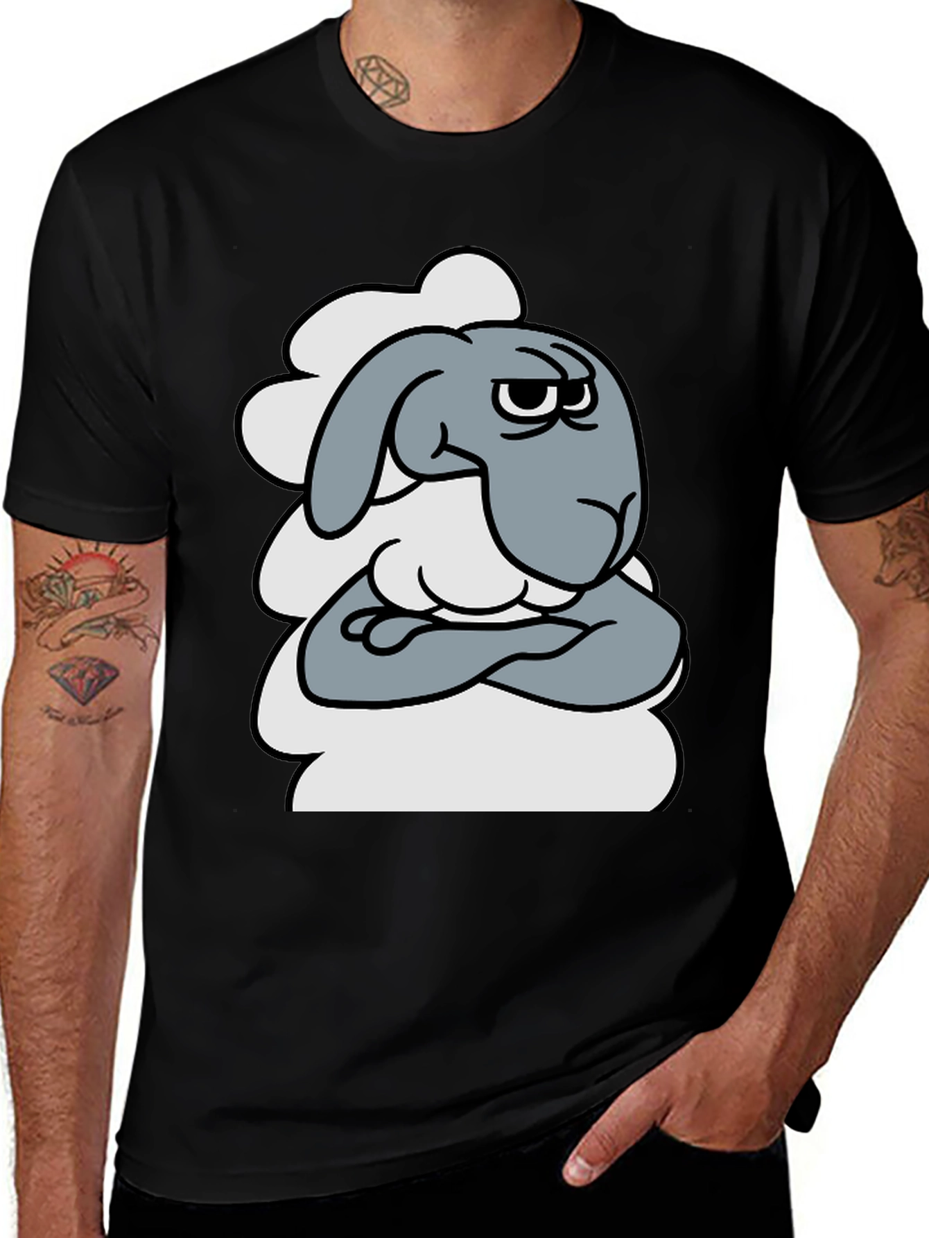 Variant 10 of Grumpy Cartoon Sheep T-Shirt - Funny Animal Graphic Tee