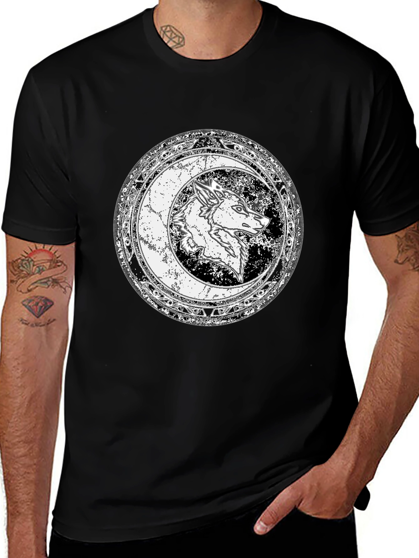 Variant 9 of Wolf Moon Graphic T-Shirt - Black
