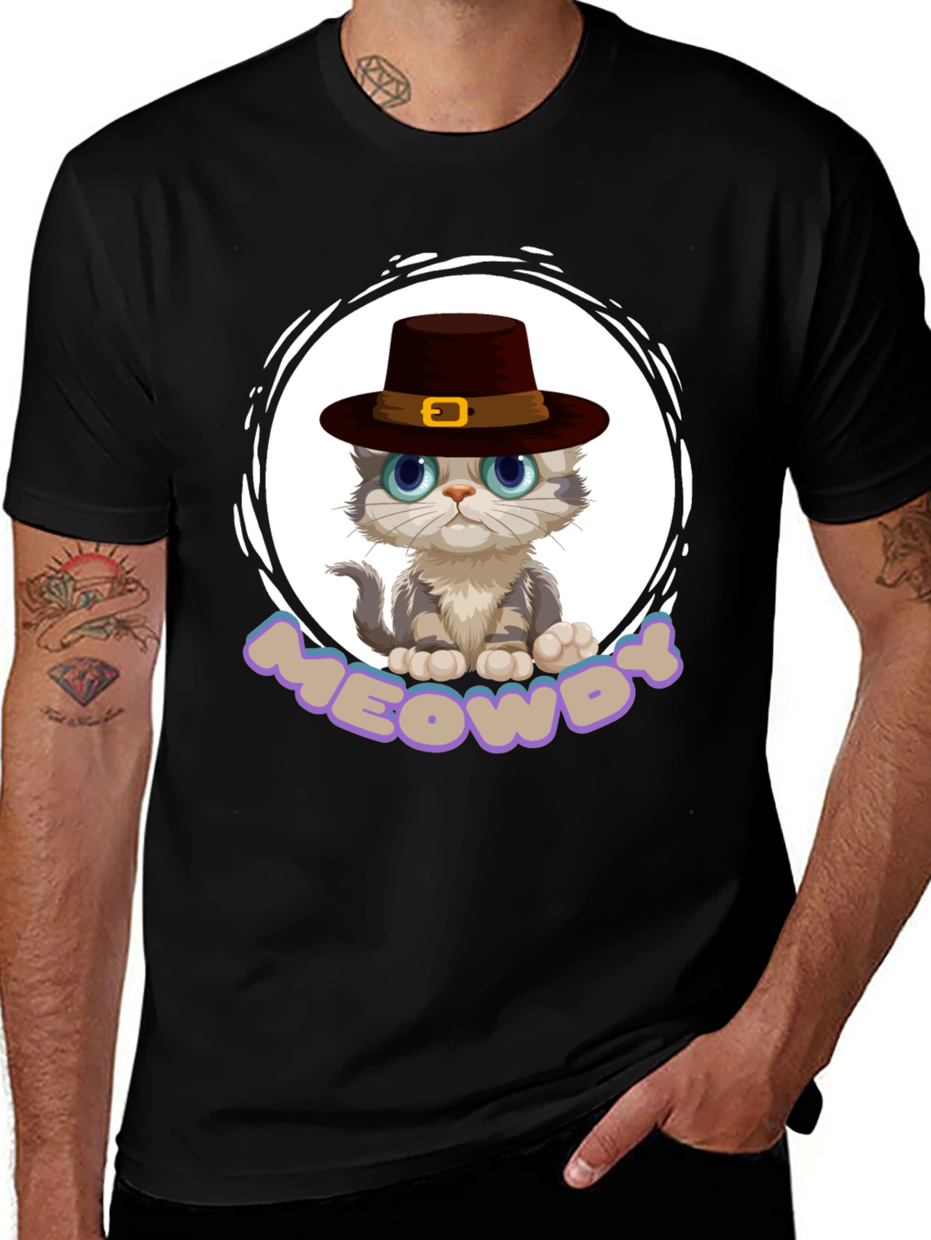 Variant 25 of Meowdy Cat Pilgrim T-Shirt