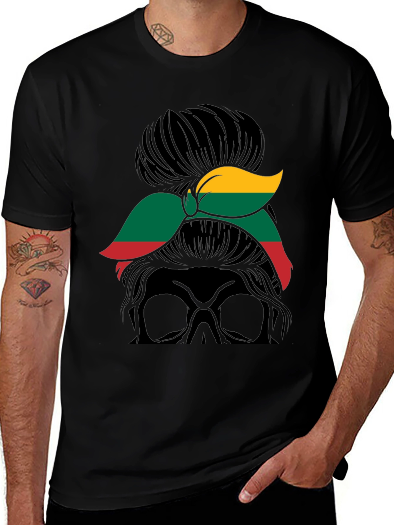 Variant 11 of Lithuania Flag Messy Bun T-Shirt