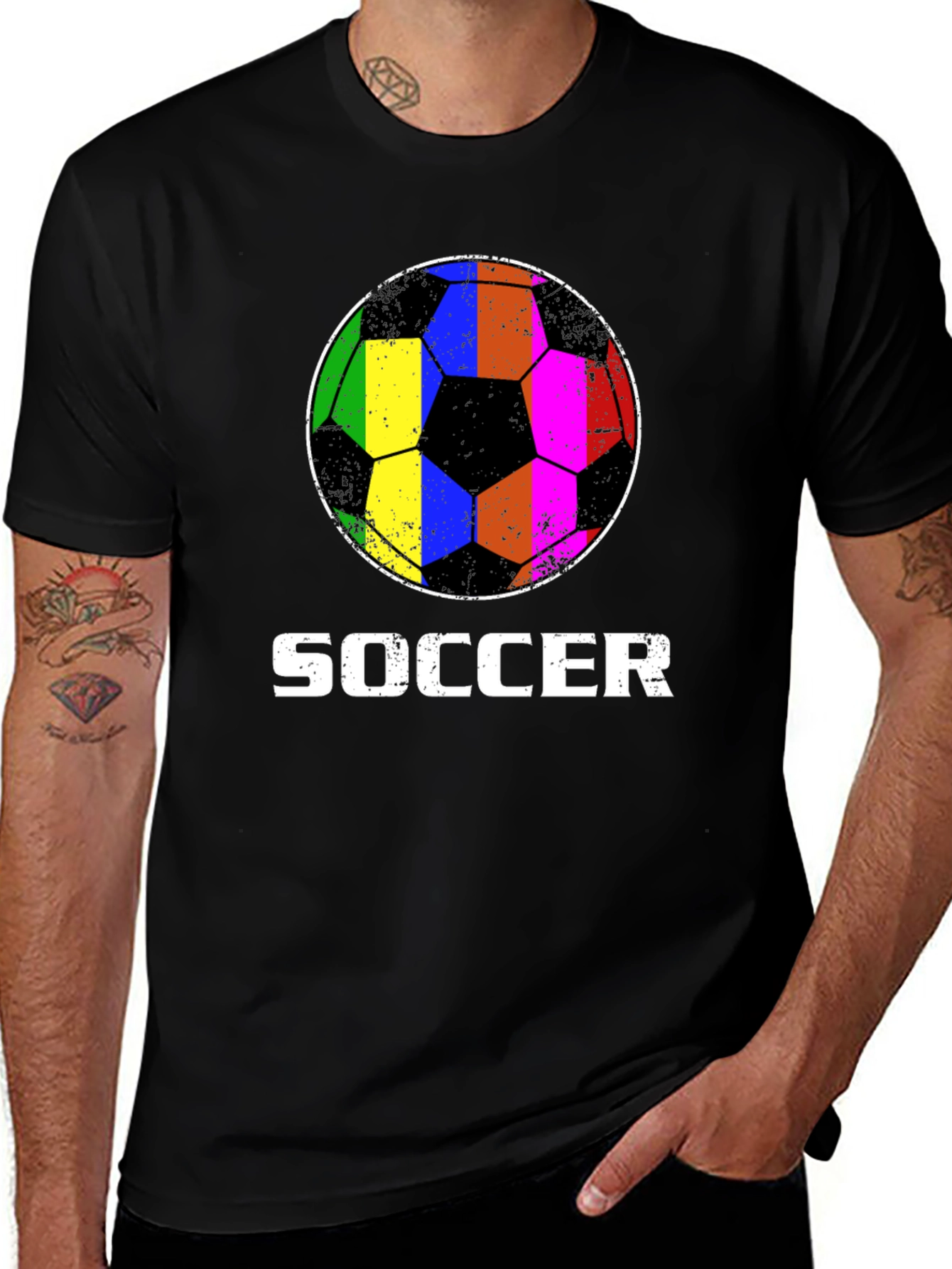 Variant 3 of Rainbow Soccer Ball Graphic T-Shirt