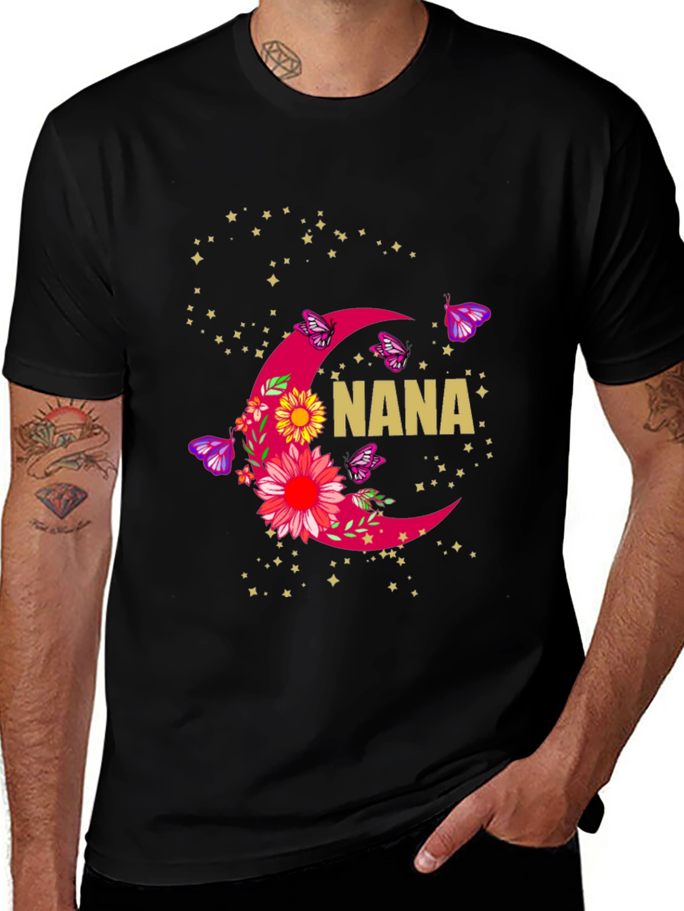 Nana Floral Crescent Moon Graphic T-Shirt