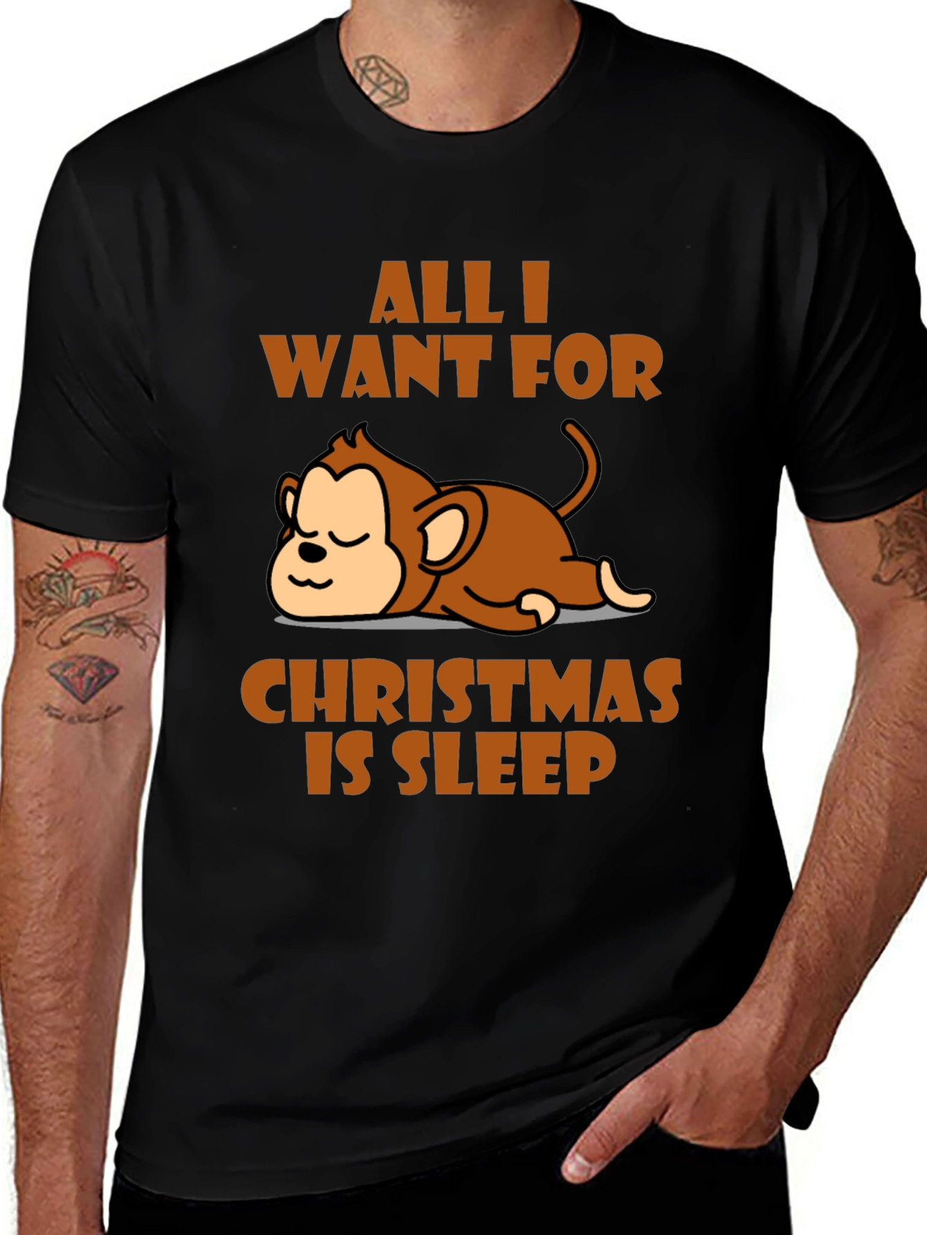 All I Want For Christmas Is Sleep Monkey T-Shirt