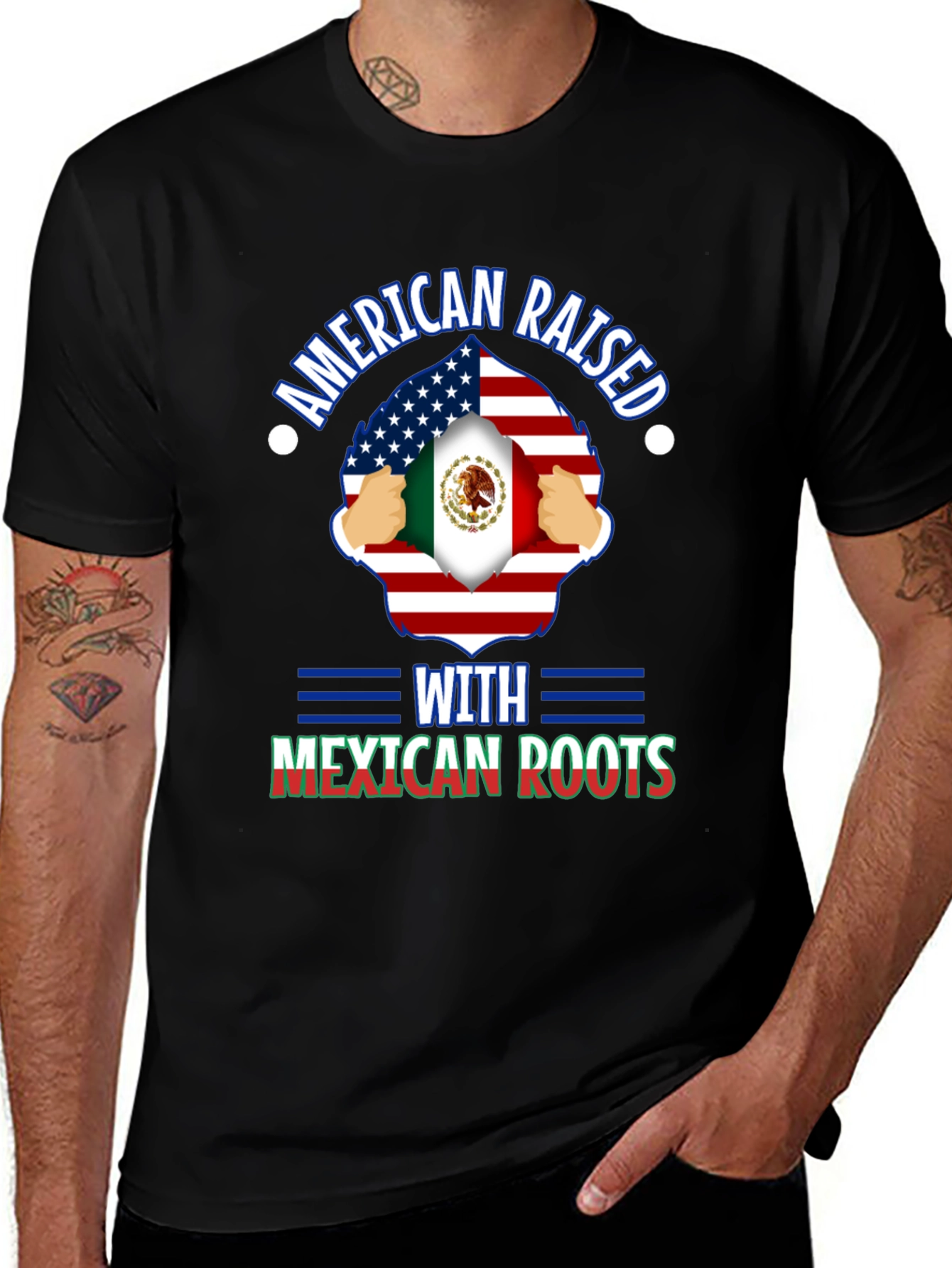 American Raised with Mexican Roots Graphic T-Shirt
