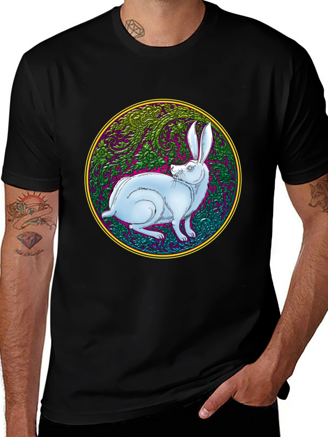 Variant 6 of Rabbit Circle Graphic Tee - Modern Unisex T-Shirt
