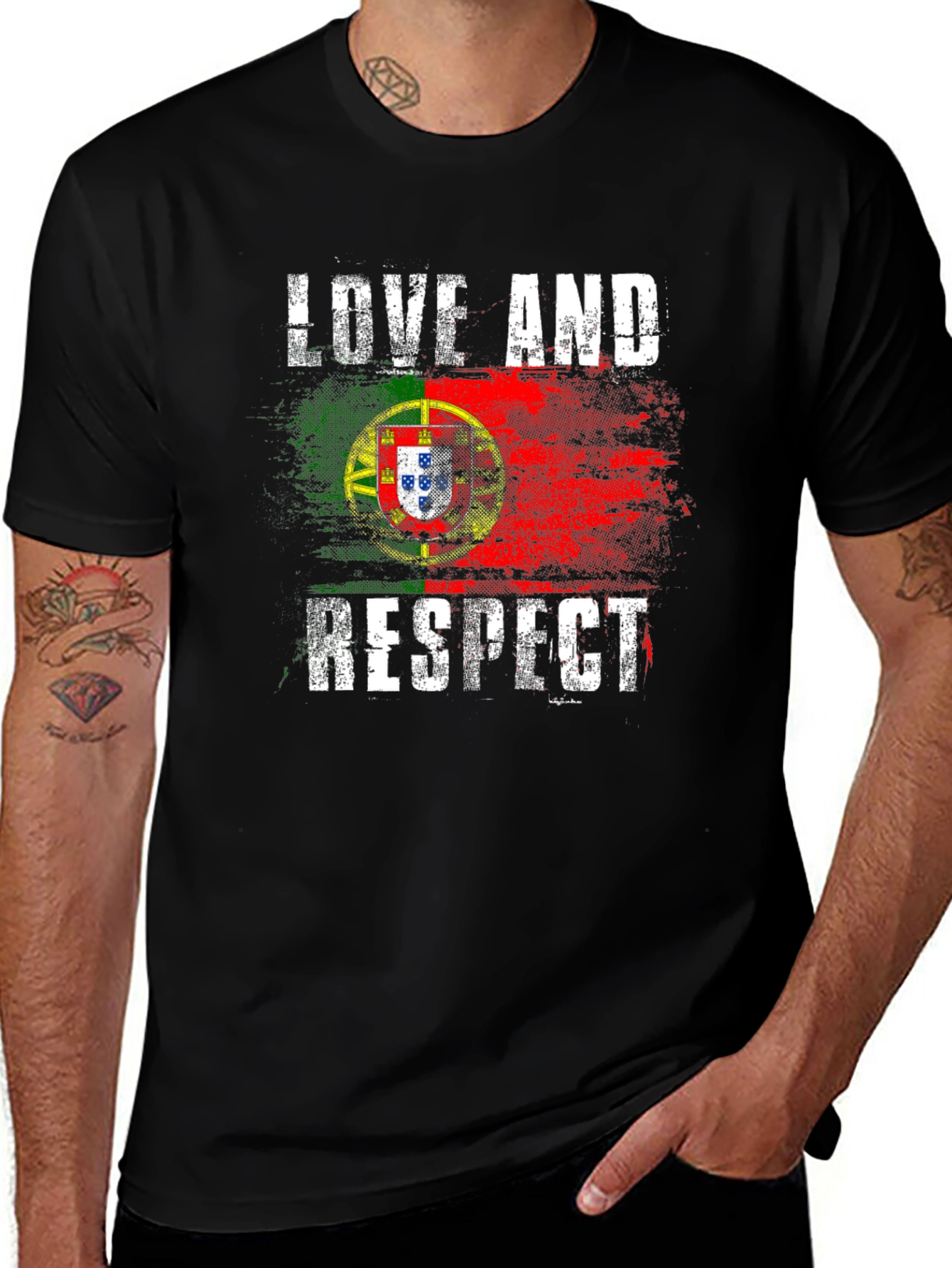 Portugal Flag Love and Respect T-Shirt
