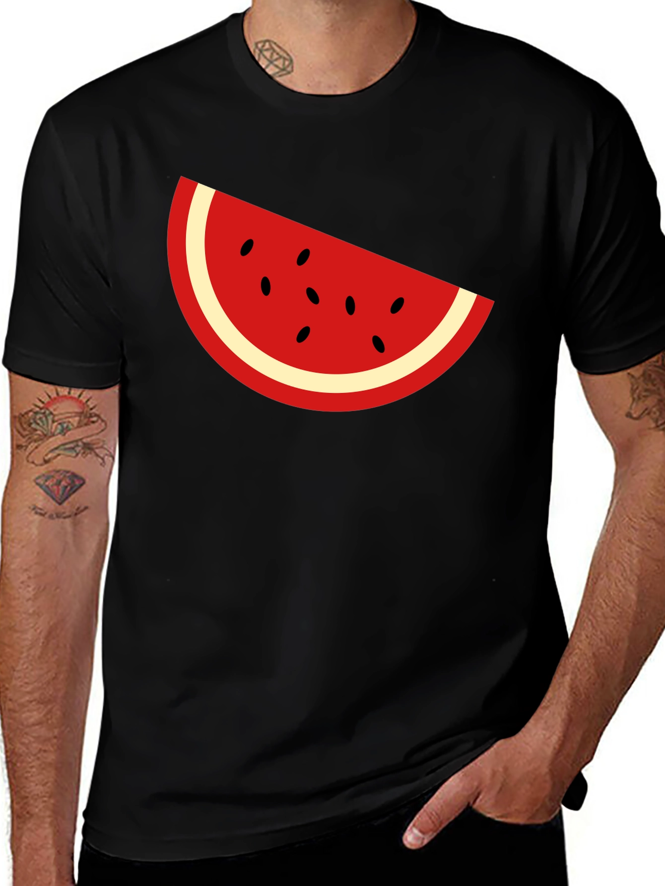 Variant 13 of Cool Watermelon Slice Graphic Tee - Black