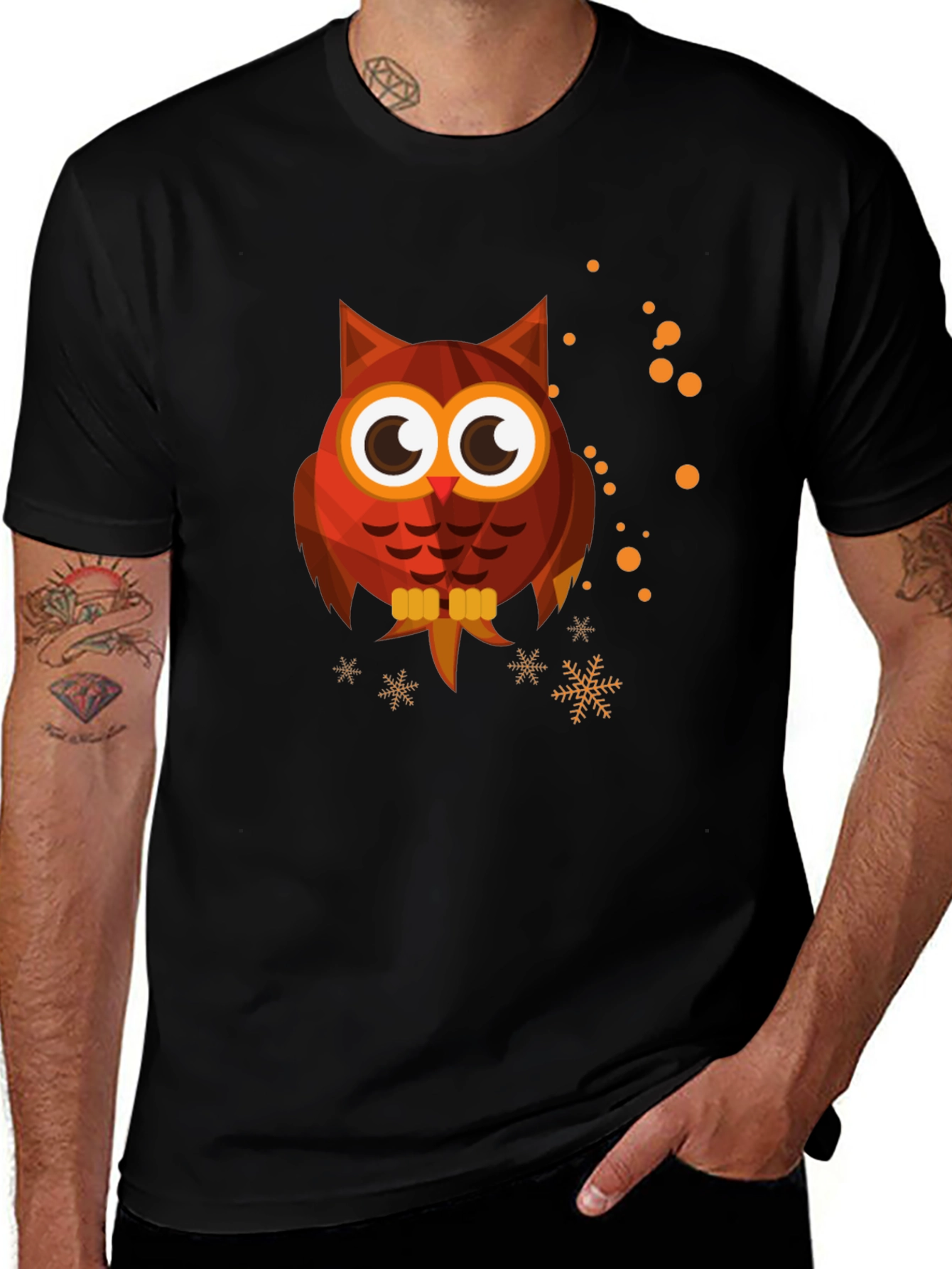 Variant 28 of Owl Graphic Tee - Men's Black T-Shirt
