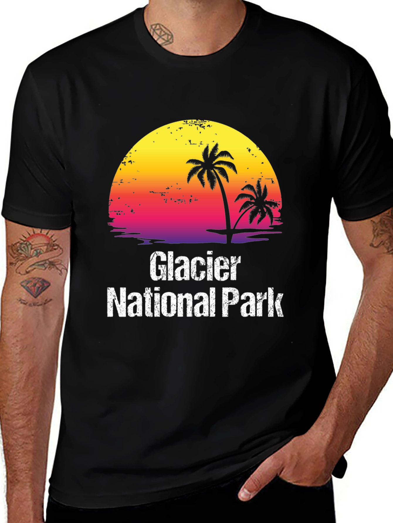 Glacier National Park Sunset Palm Tee