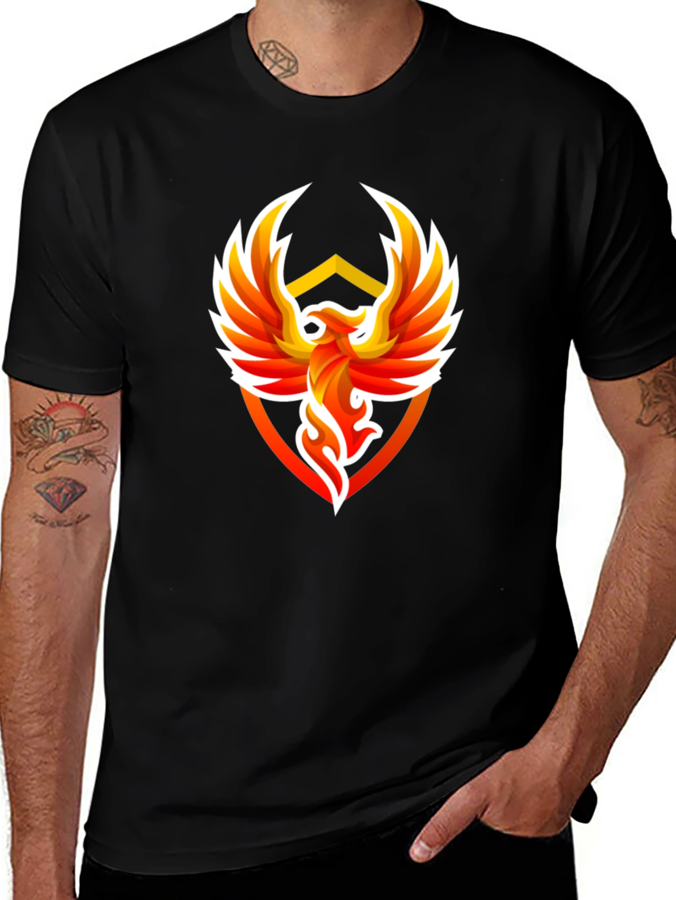 Variant 21 of Phoenix Firebird Graphic Tee - Stylish Men's Black T-Shirt