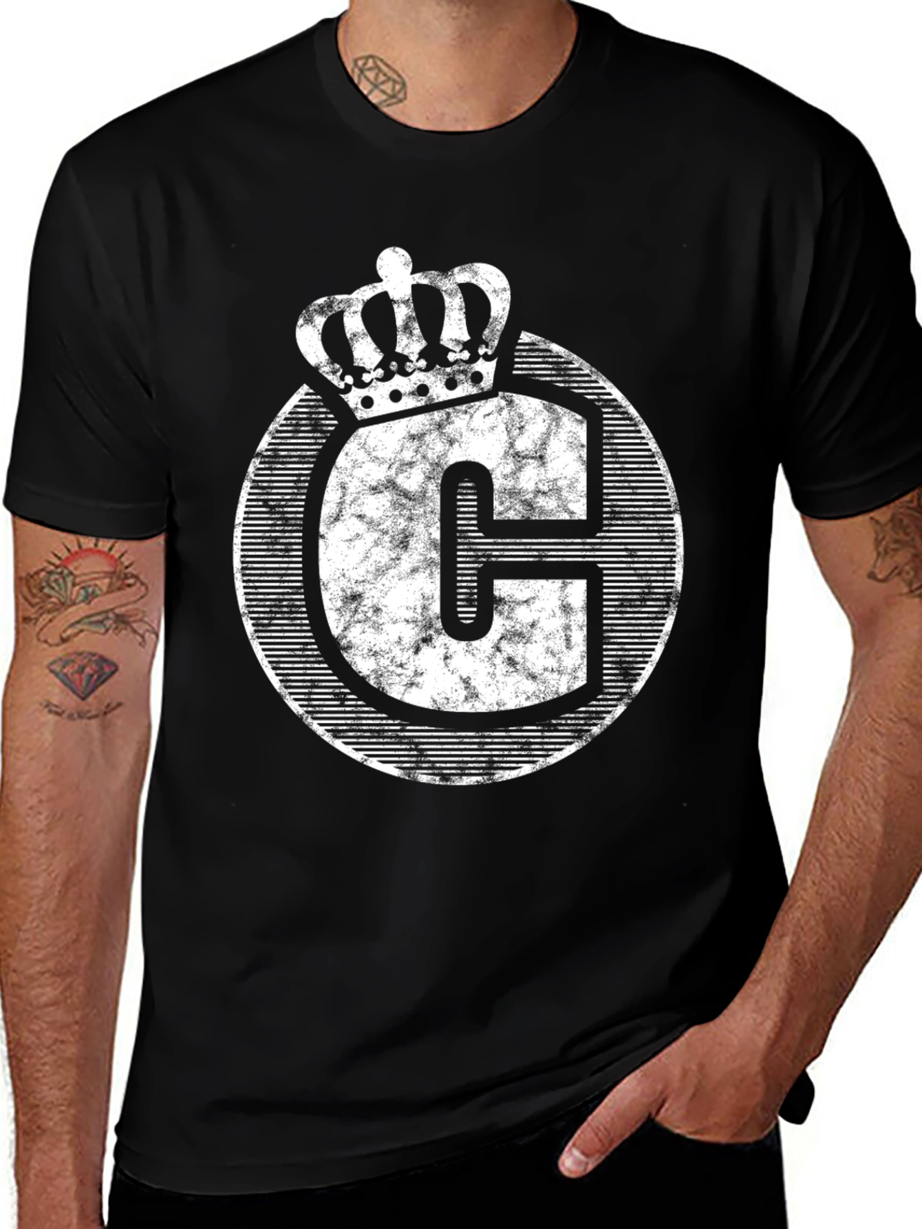 Variant 26 of Crown Initial "C" Black T-Shirt