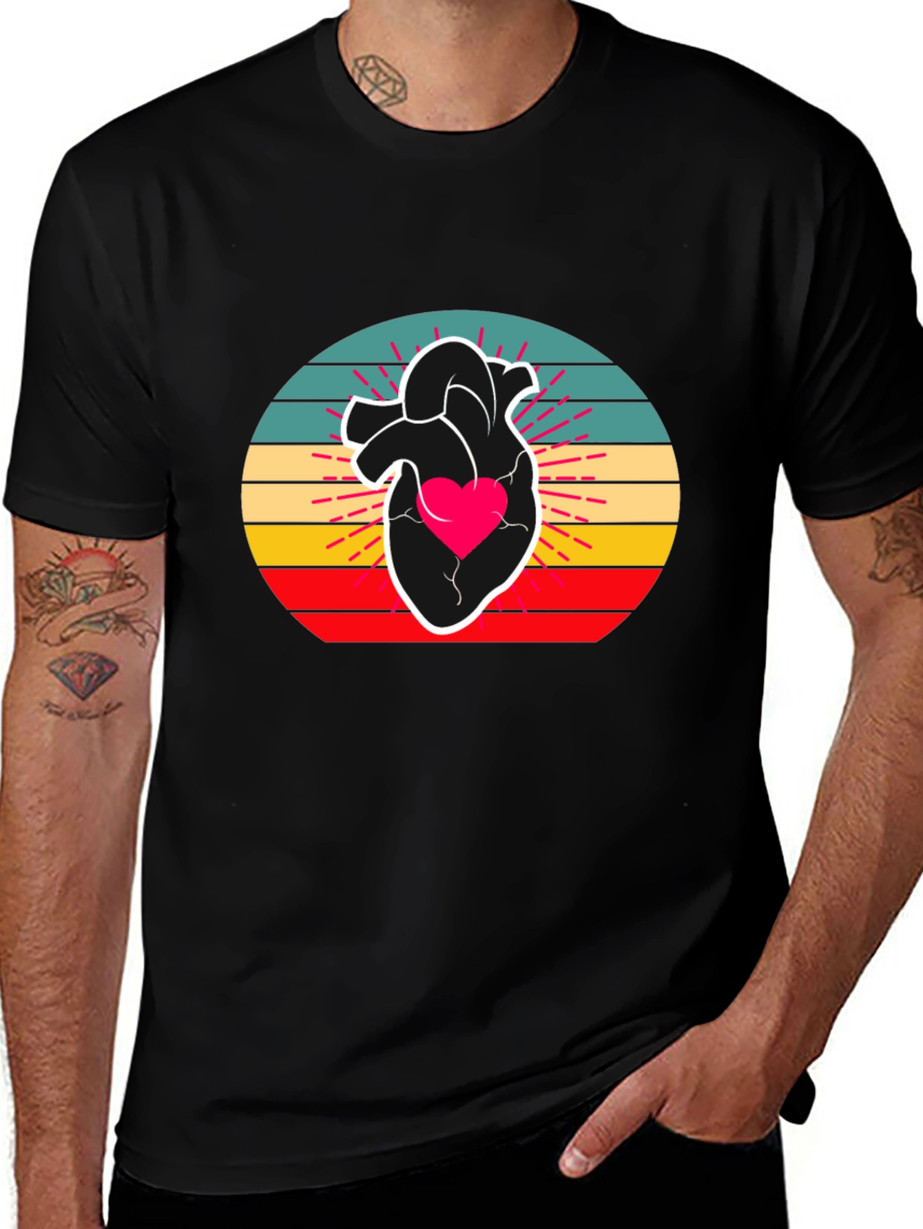 Variant 28 of Retro Heart Graphic Tee - Stylish Comfort