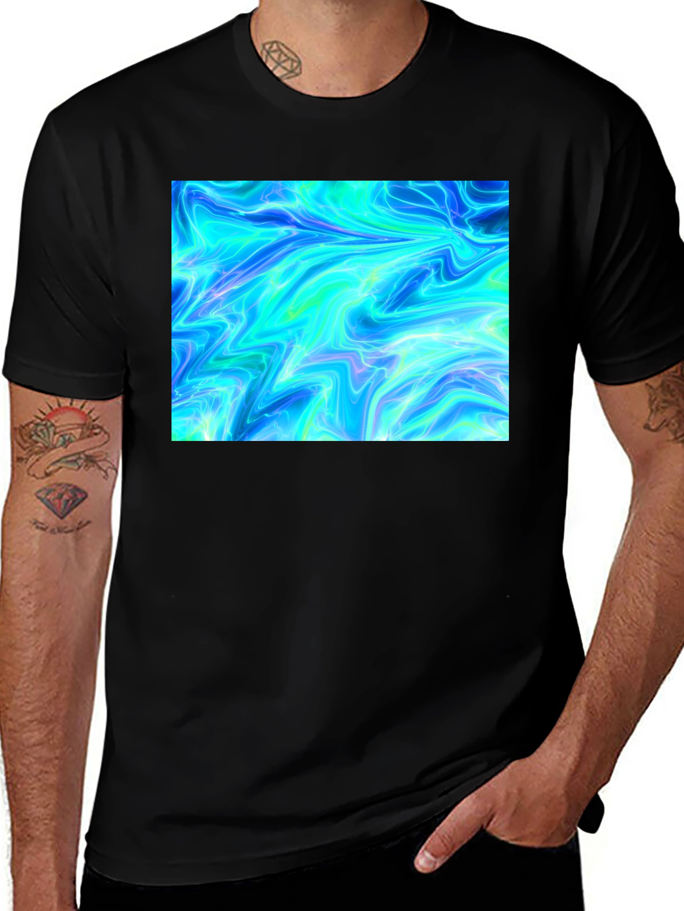 Variant 18 of Electric Blue Graphic Tee - Unique Design