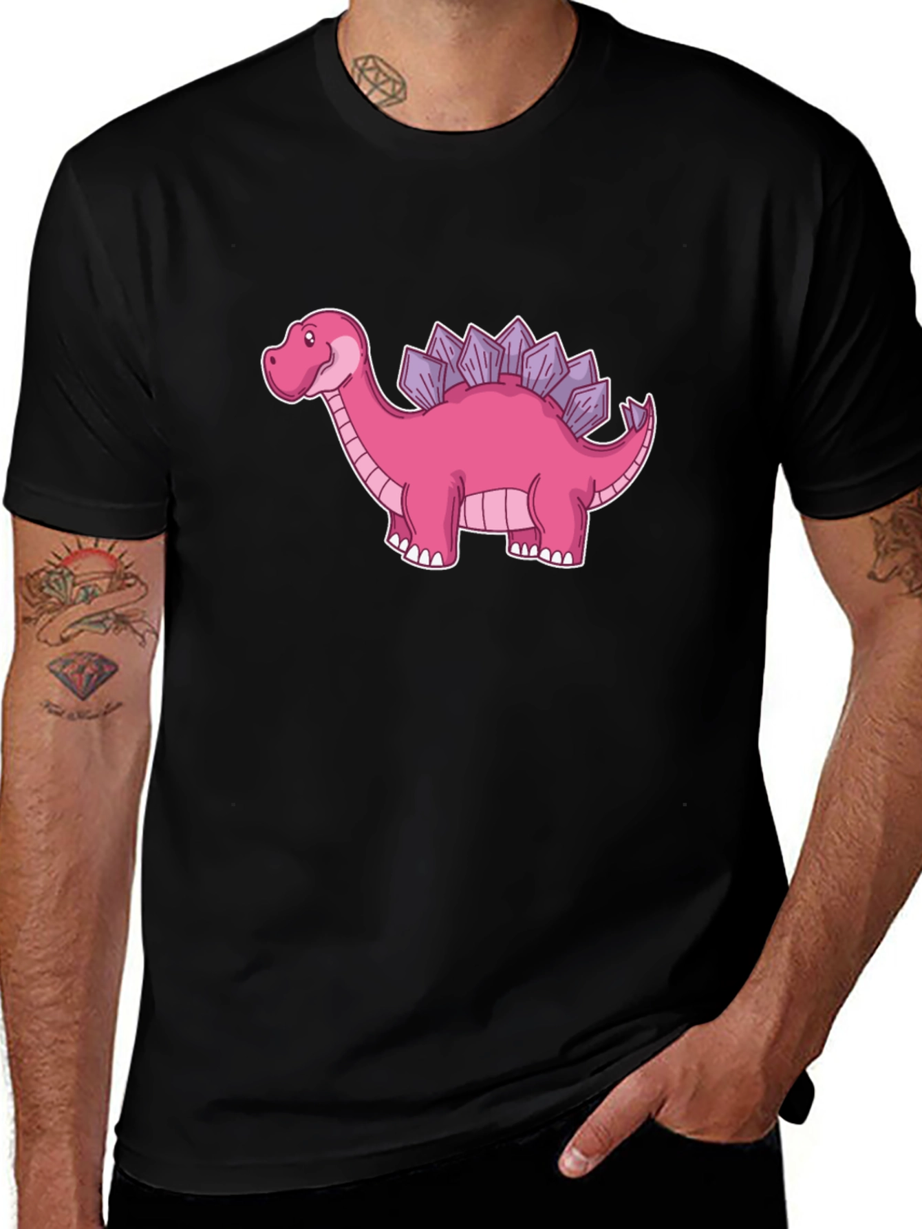 Variant 25 of Dino T-Shirt - Pink Stegosaurus Graphic Tee