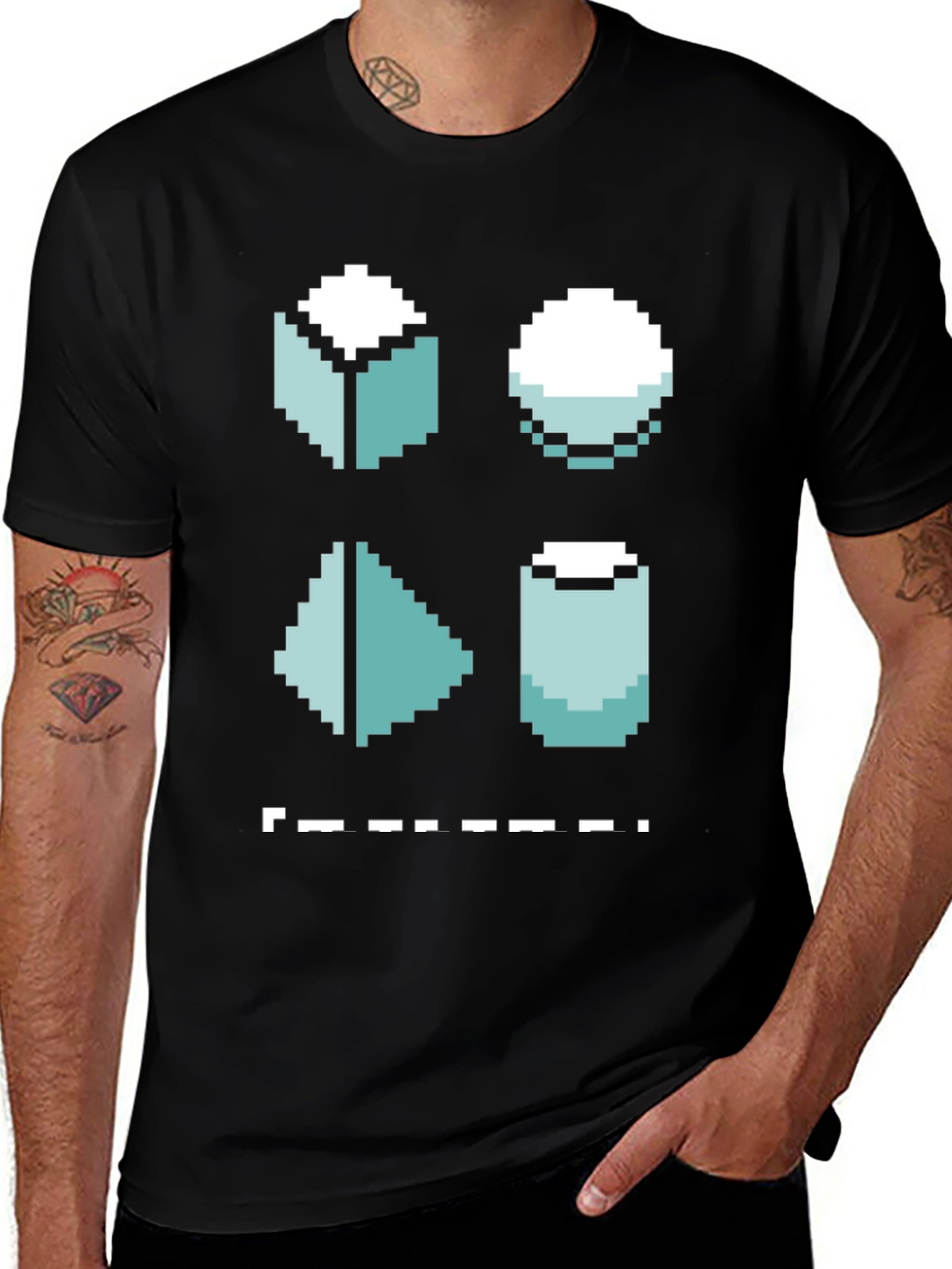 Variant 4 of Pixel Art Shapes Black T-Shirt