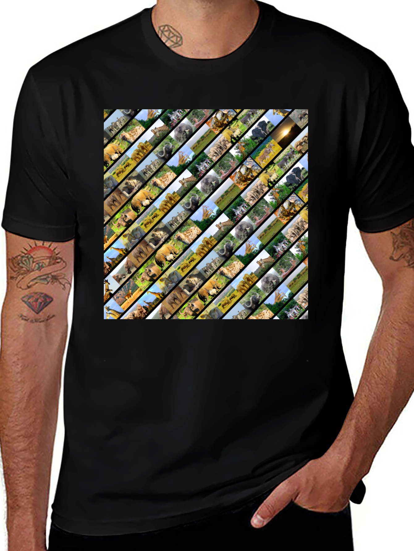 Variant 27 of Safari Animal Collage Black T-Shirt
