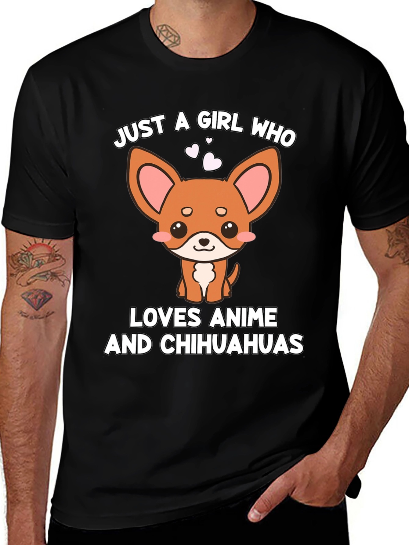Variant 18 of Anime and Chihuahua Lover's Black T-Shirt