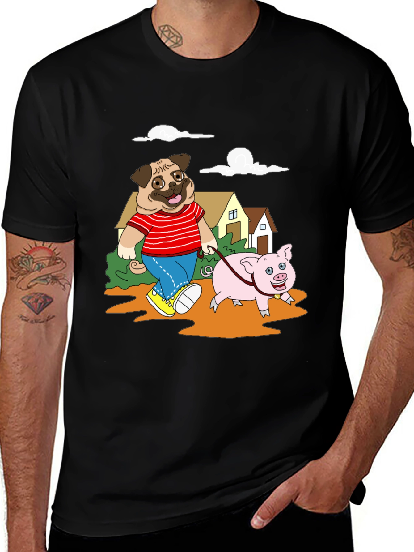 Variant 26 of Pug Walking Pig T-Shirt