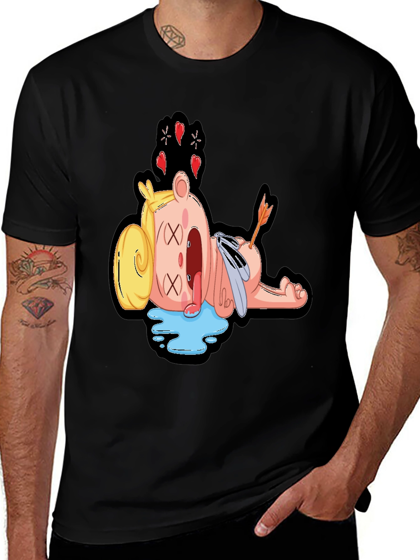 Variant 18 of Cartoon Dead Bear T-Shirt - Mens Black Graphic Tee