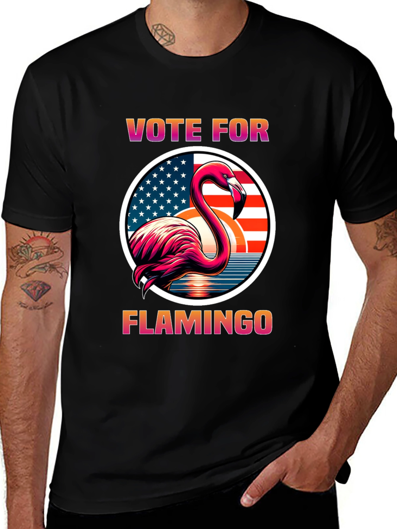 Vote for Flamingo T-Shirt - Patriotic USA Graphic Tee