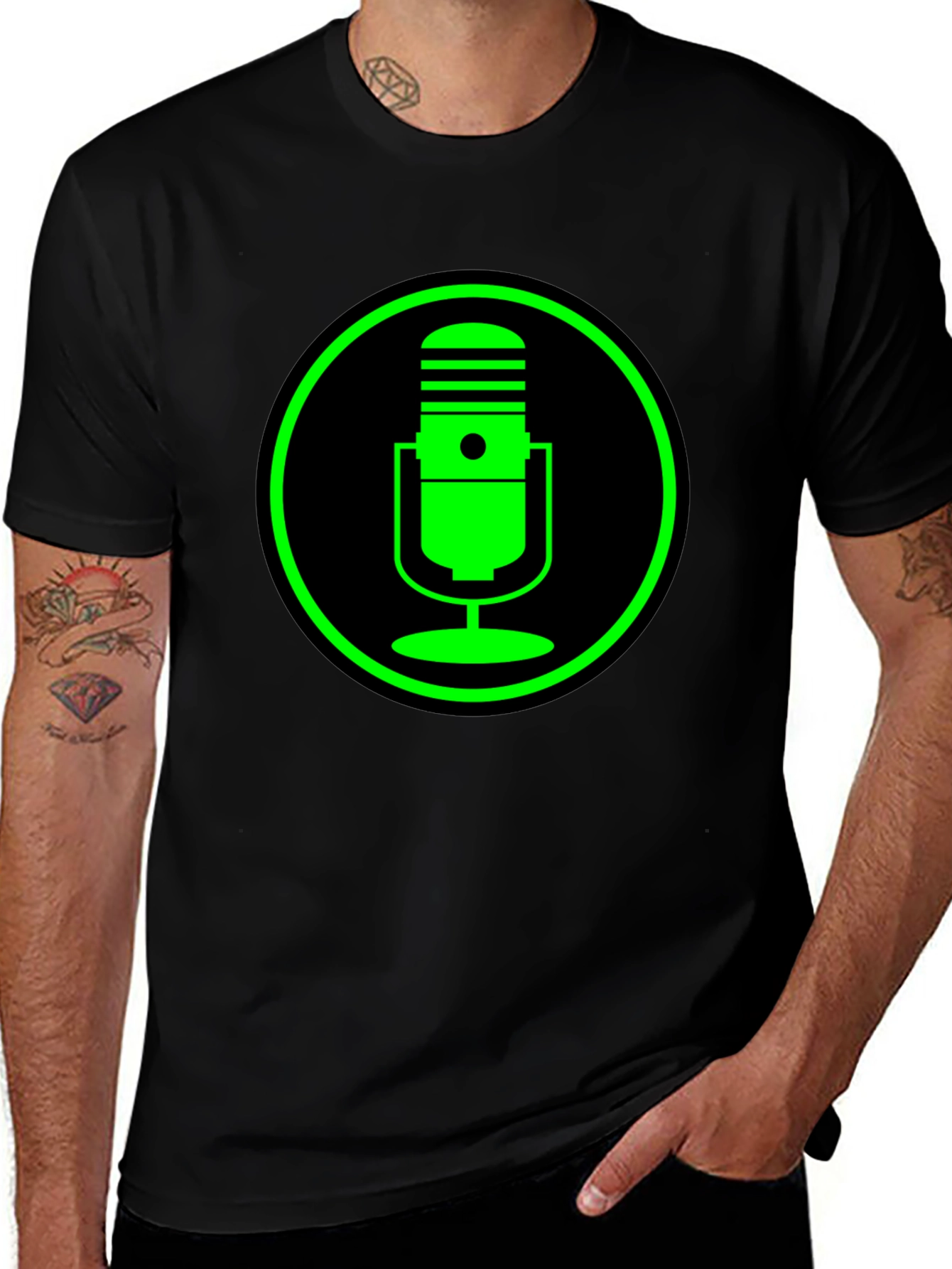 Variant 13 of Podcast Microphone Graphic Tee - Black