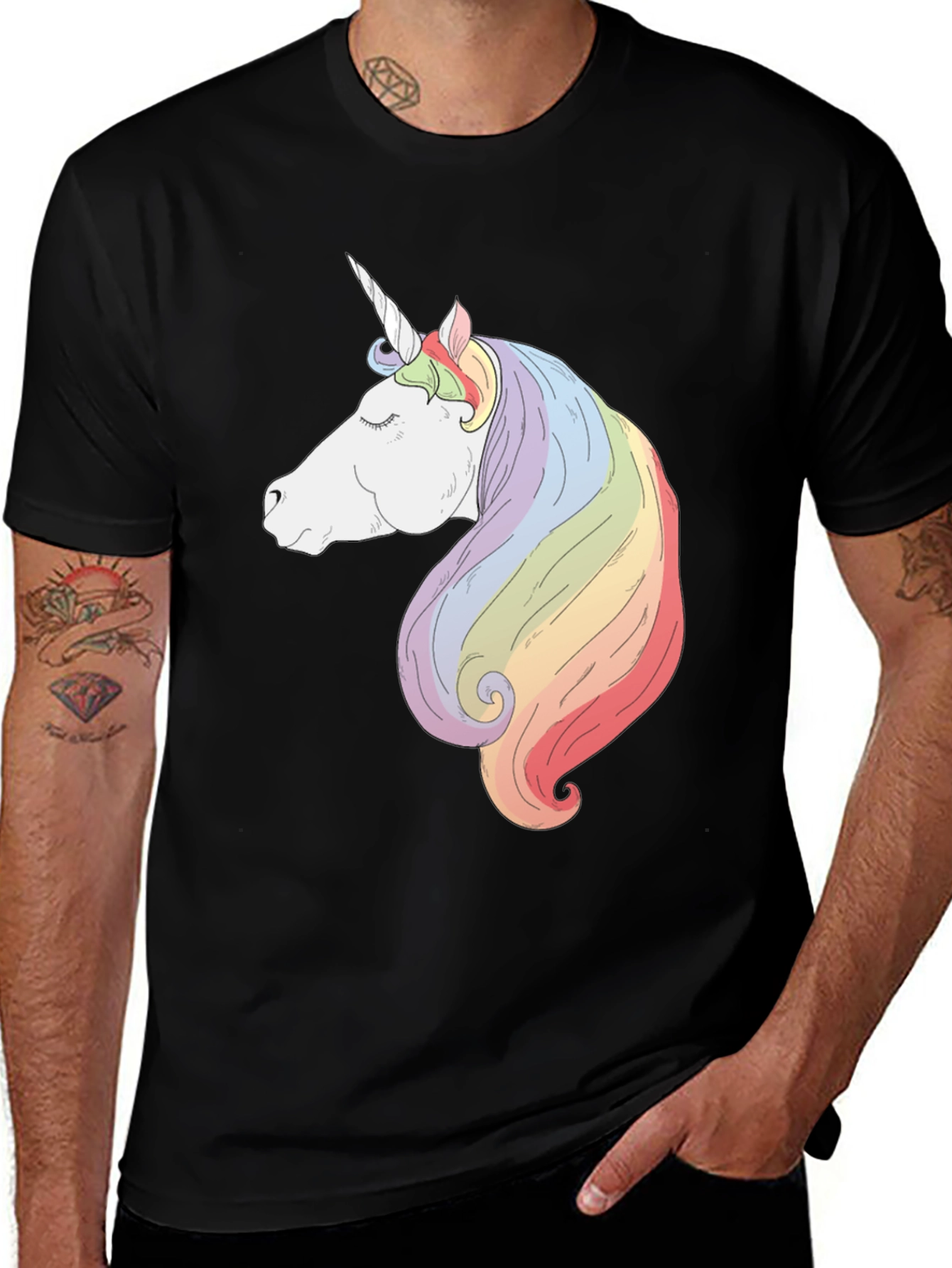 Variant 27 of Unicorn Graphic Tee - Black Cotton T-Shirt