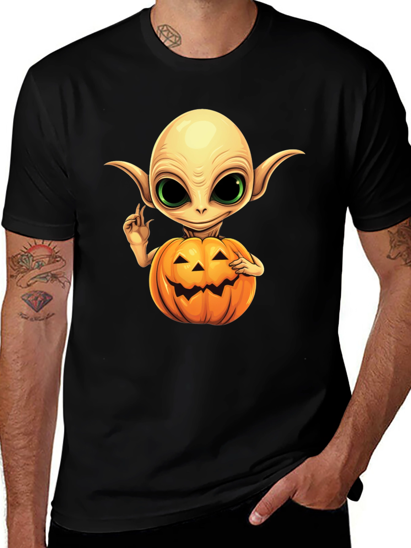 Variant 2 of Spooky Alien Pumpkin T-Shirt