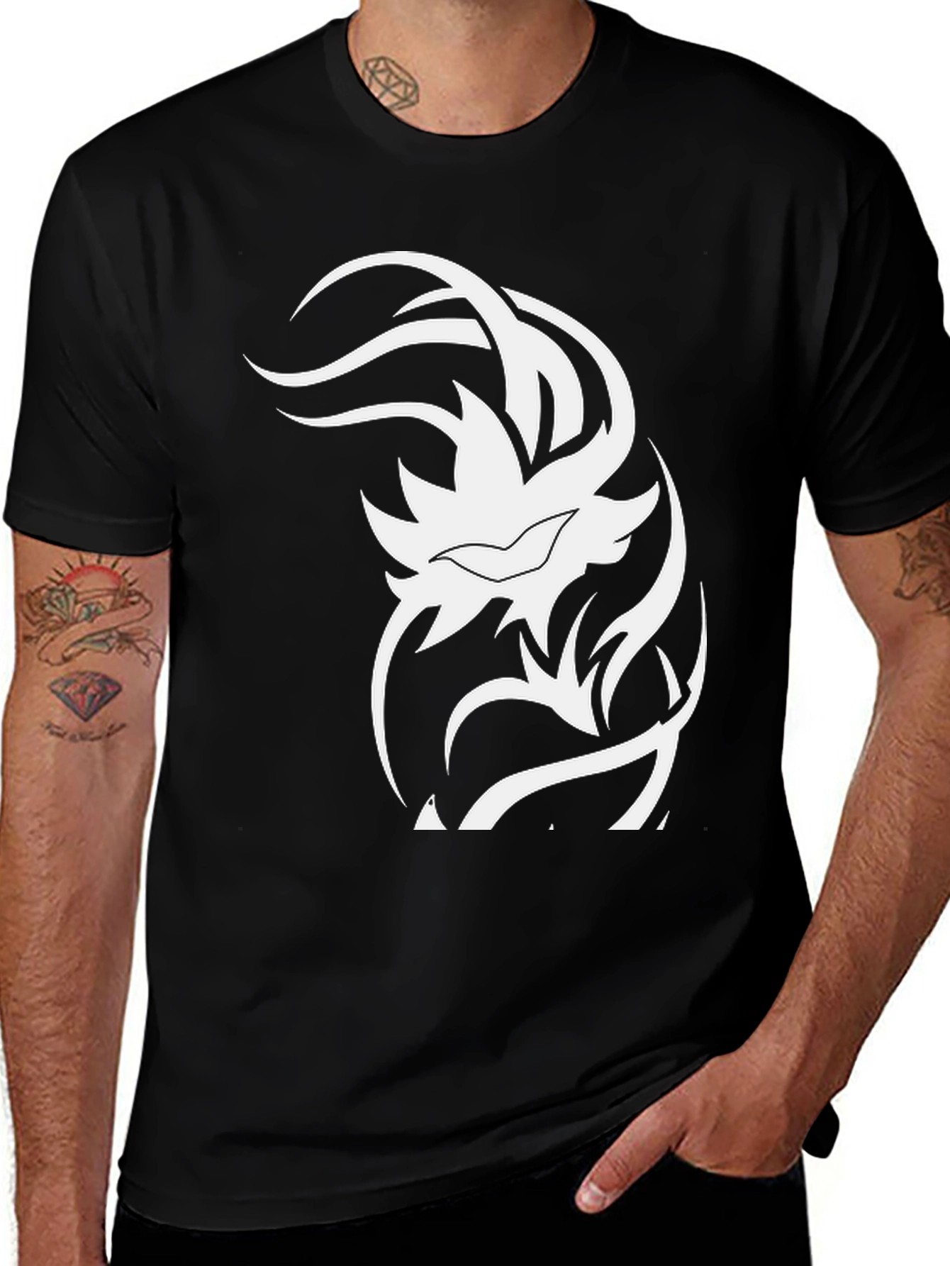 Variant 29 of Tribal Design Black Cotton T-Shirt