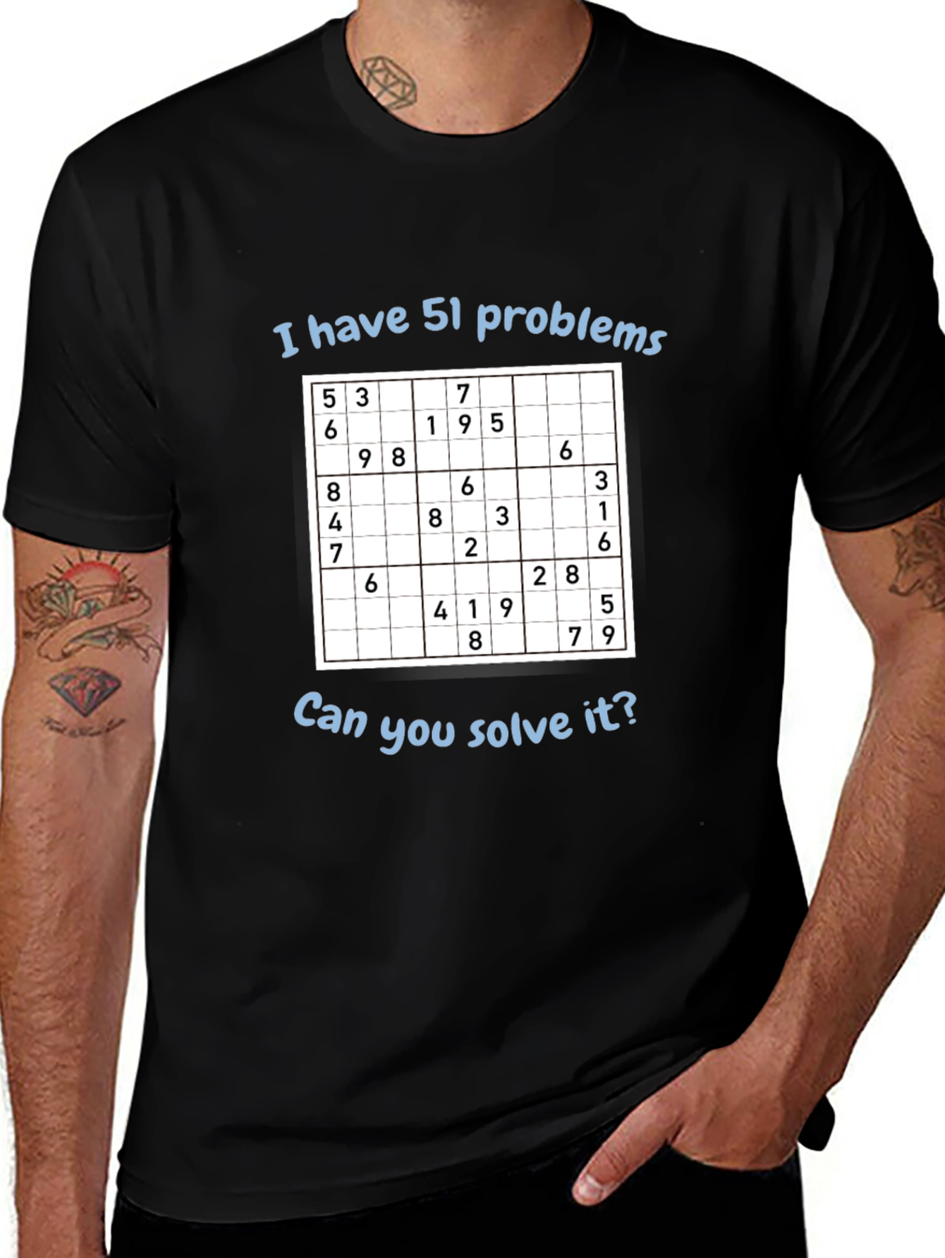 Variant 3 of Sudoku Puzzle T-Shirt - "I Have 51 Problems" Funny Math Tee