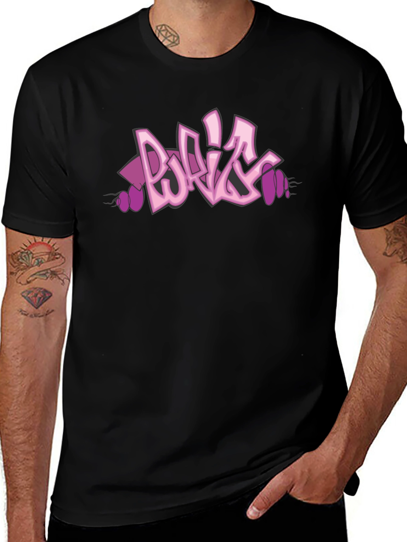 Variant 18 of Pink Graffiti Graphic Black T-Shirt