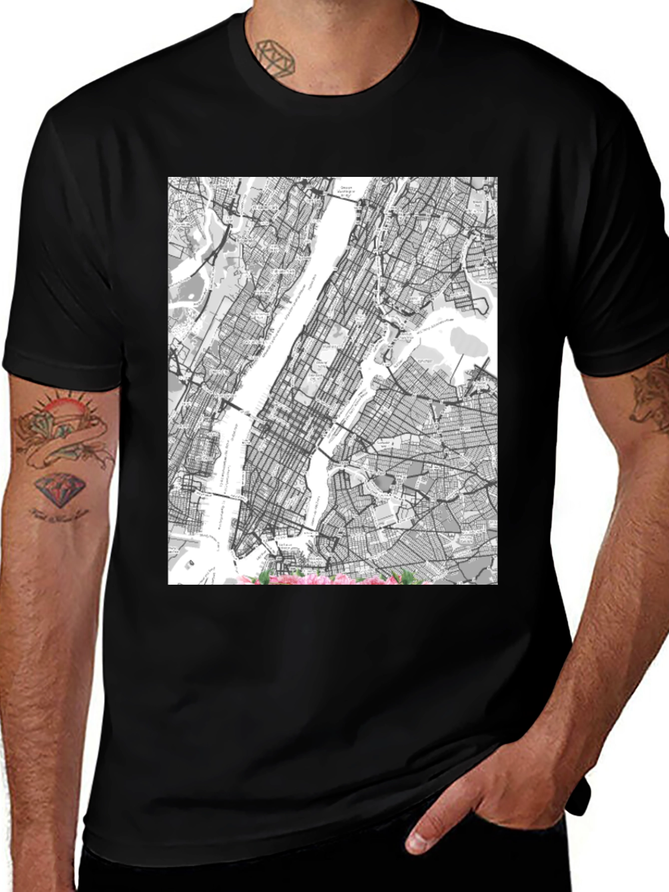 New York City Map T-Shirt - Modern Street Grid Design