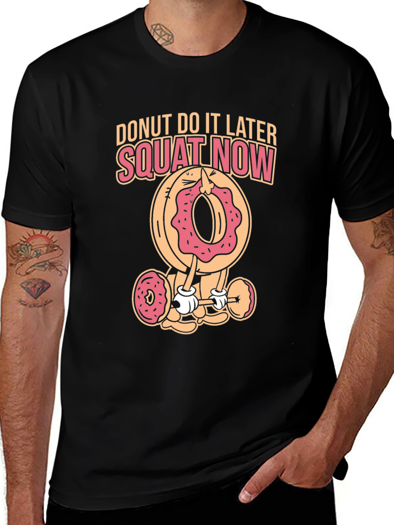 Variant 21 of Donut Squat Now Black T-Shirt