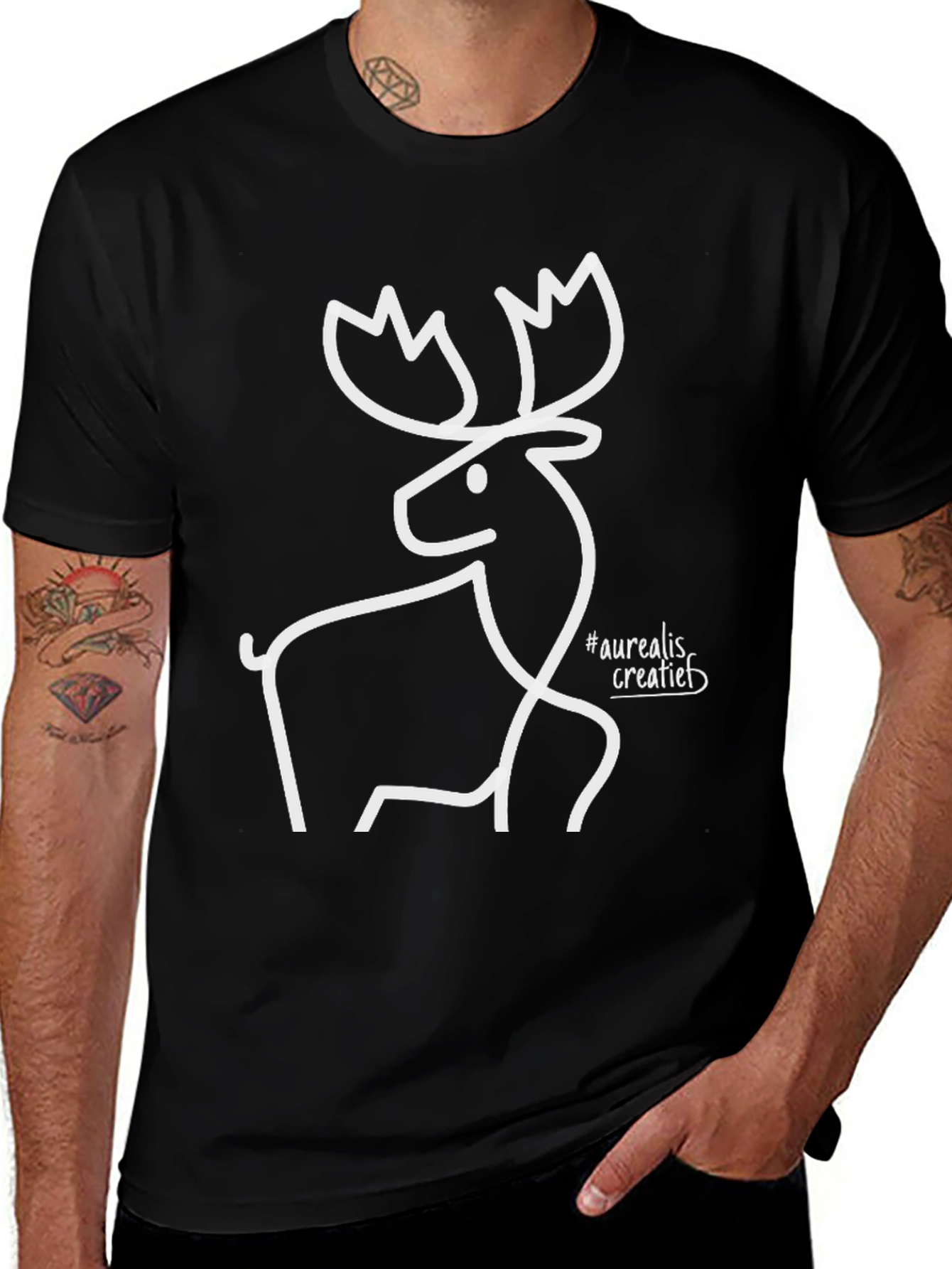 Black Minimalist Moose T-Shirt - Stylish Graphic Tee main image