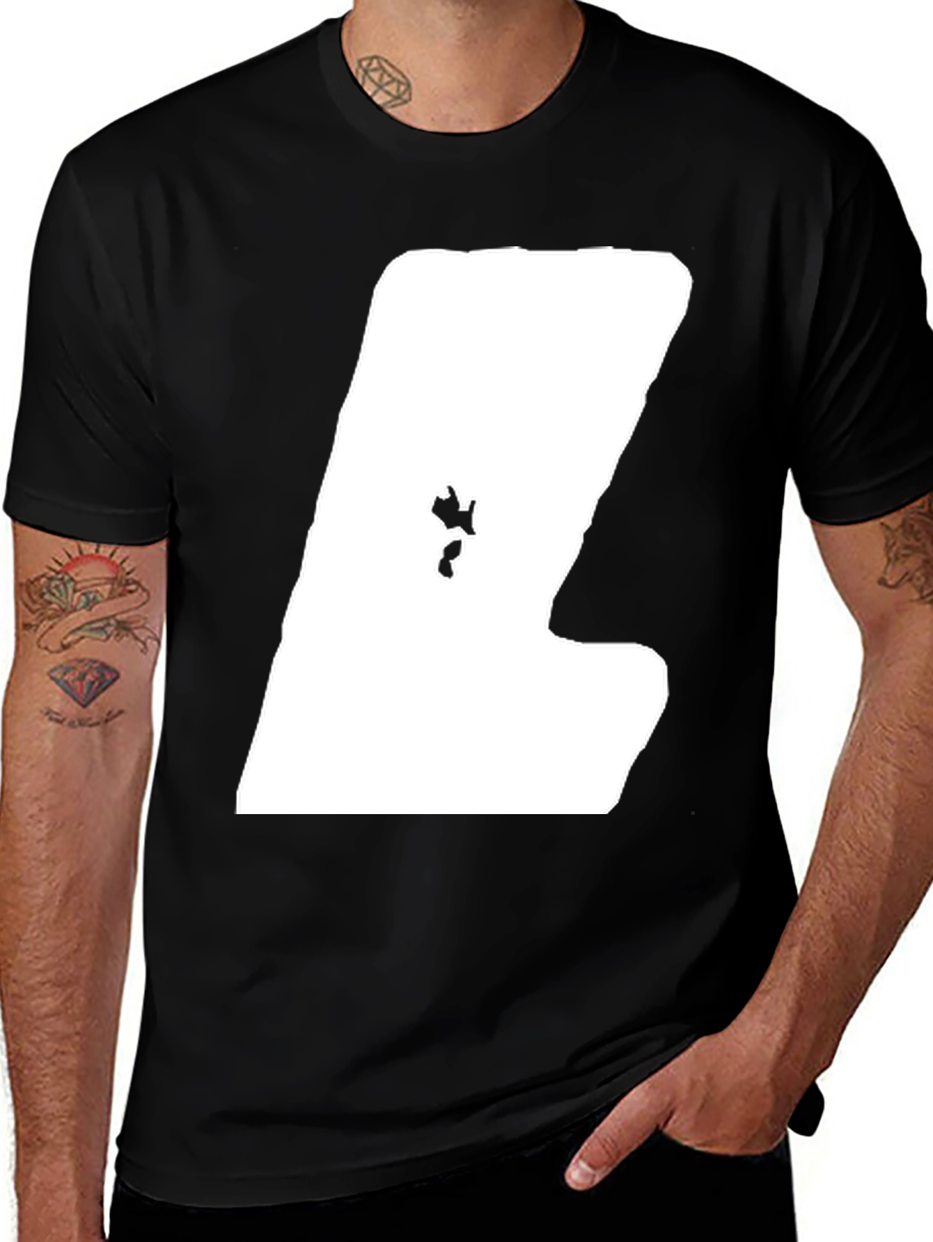 Variant 7 of Modern Black Tee with Unique White Graphic