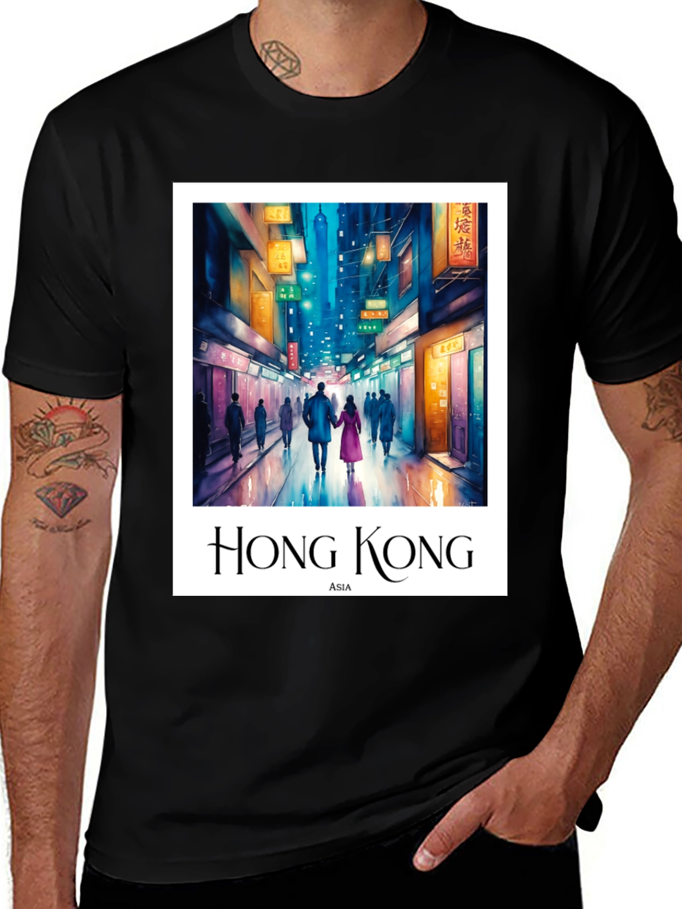 Variant 5 of Hong Kong Street Scene Graphic Tee