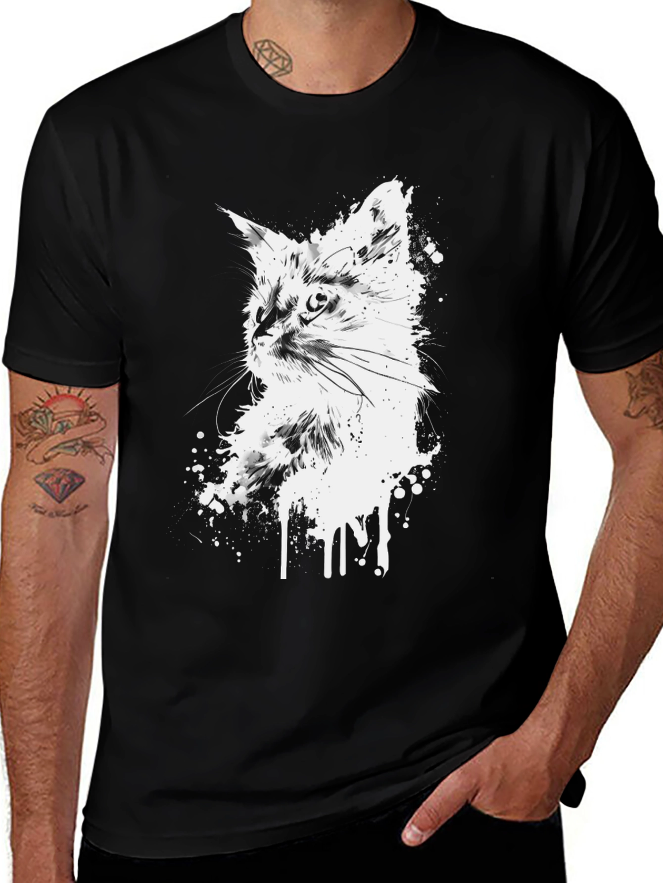 Variant 8 of Cool Cat Graphic Black T-Shirt