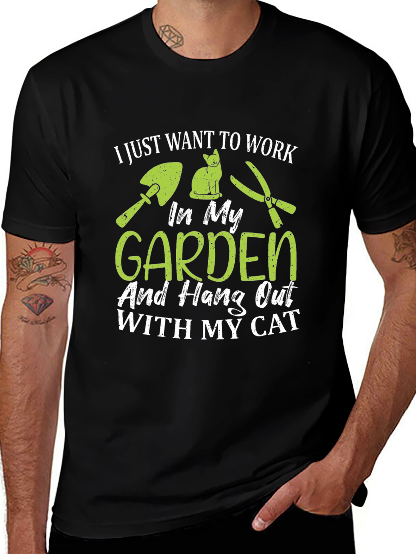 Variant 24 of Work in My Garden With My Cat Black T-Shirt