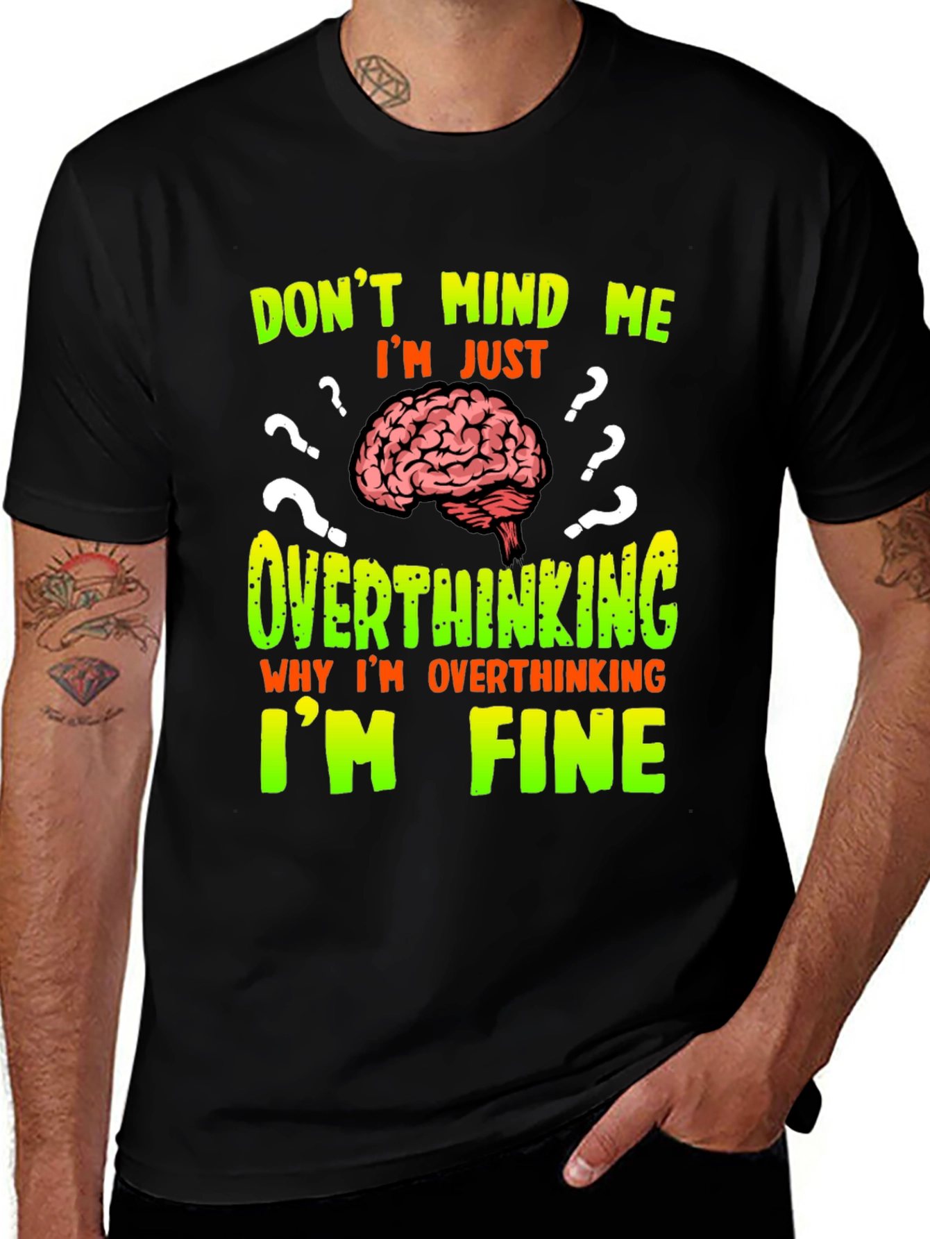 Variant 9 of Overthinking Brain Graphic T-Shirt - Funny Novelty Tee