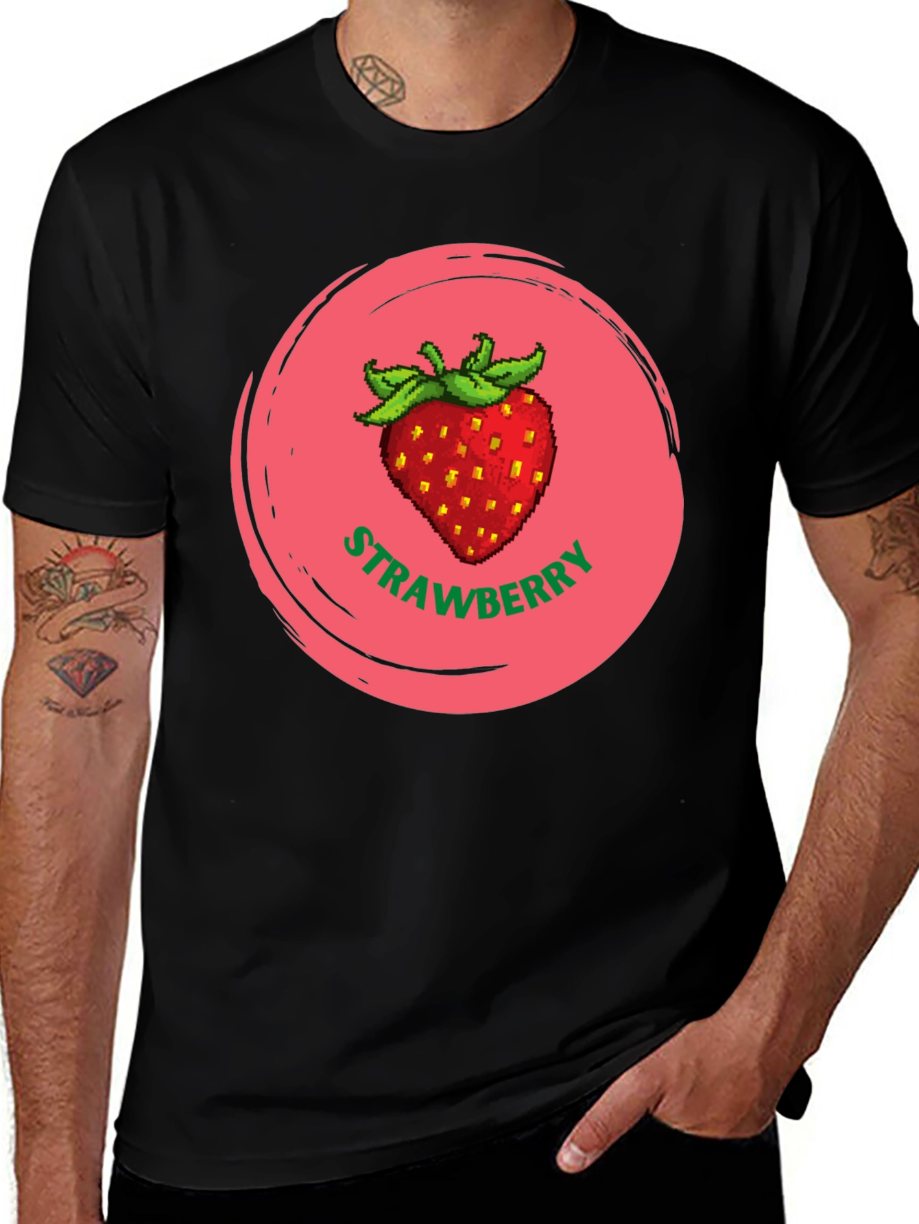 Variant 17 of Strawberry Graphic Black T-Shirt
