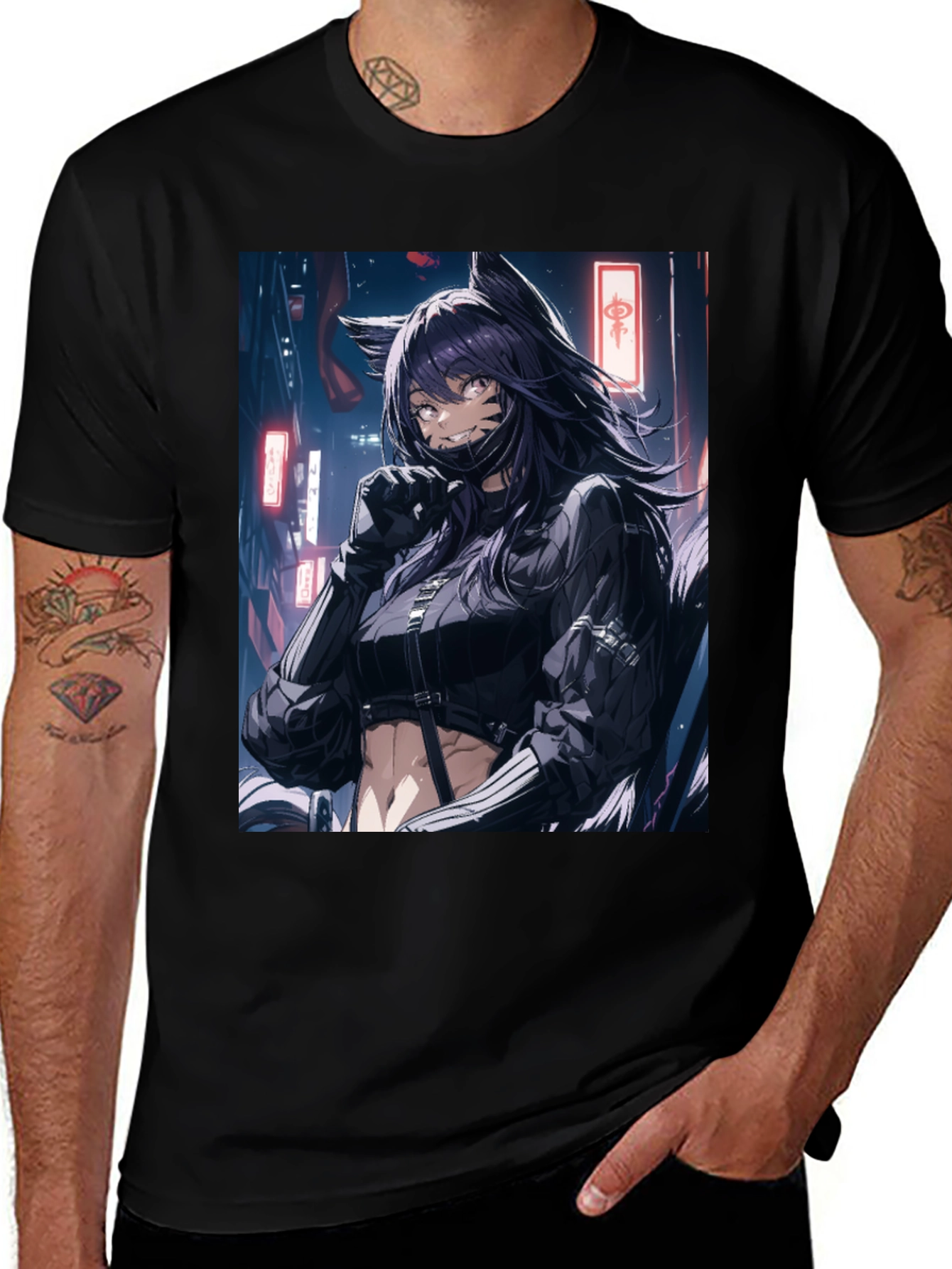 Anime Girl Black T-Shirt